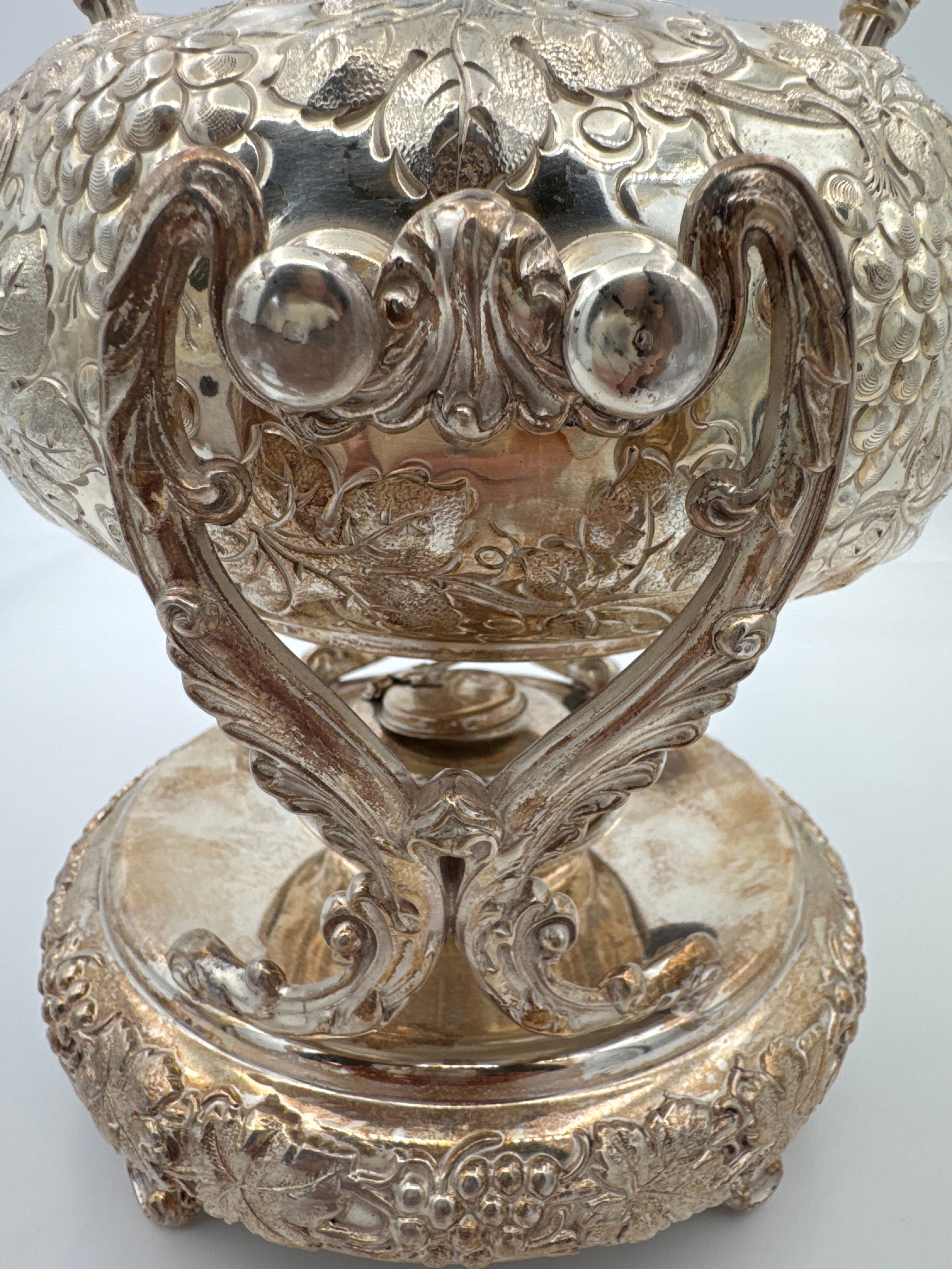 Vintage Silverplate Tilting Tea Kettle on Stand with Original Burner | Patented Jan. 12, 1892 — vintage decorative object