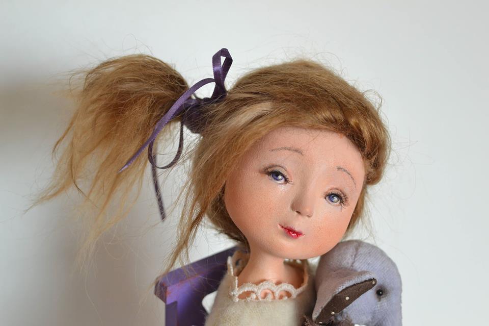 OOAK Handmade Artist Doll with Teddy Elephant Collectible Art Doll Ginny