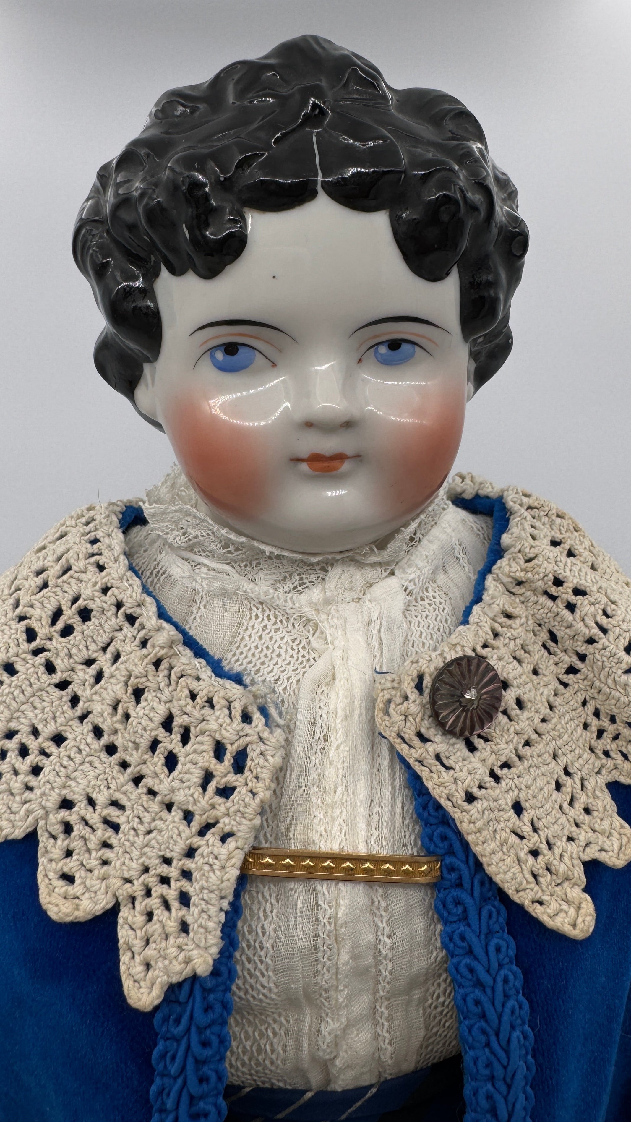 Antique German China Head Doll 25” Late 19th Century