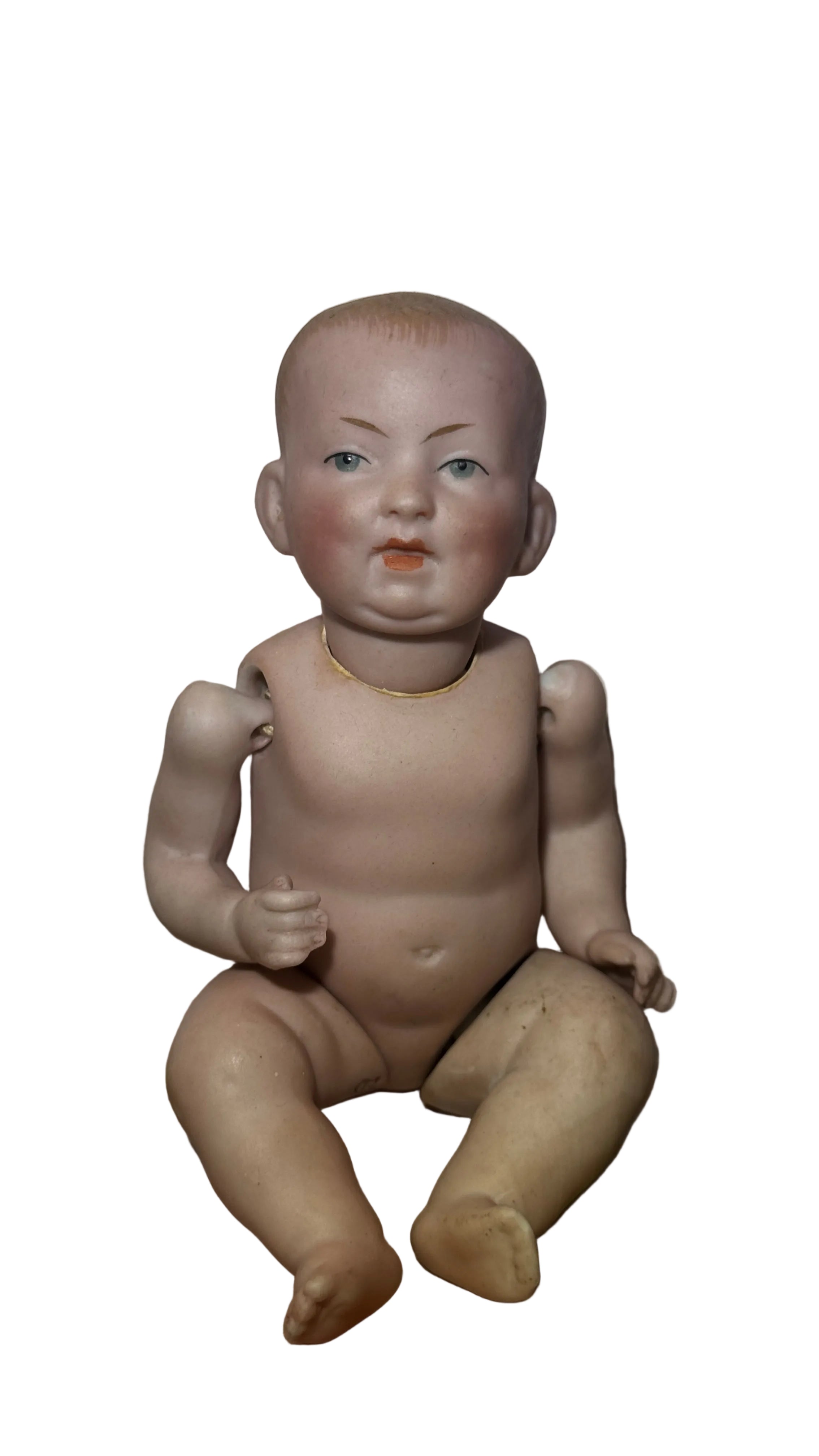 Rare Antique German All-Bisque Character Baby Doll, Mold 816-4 — bisque head antique doll