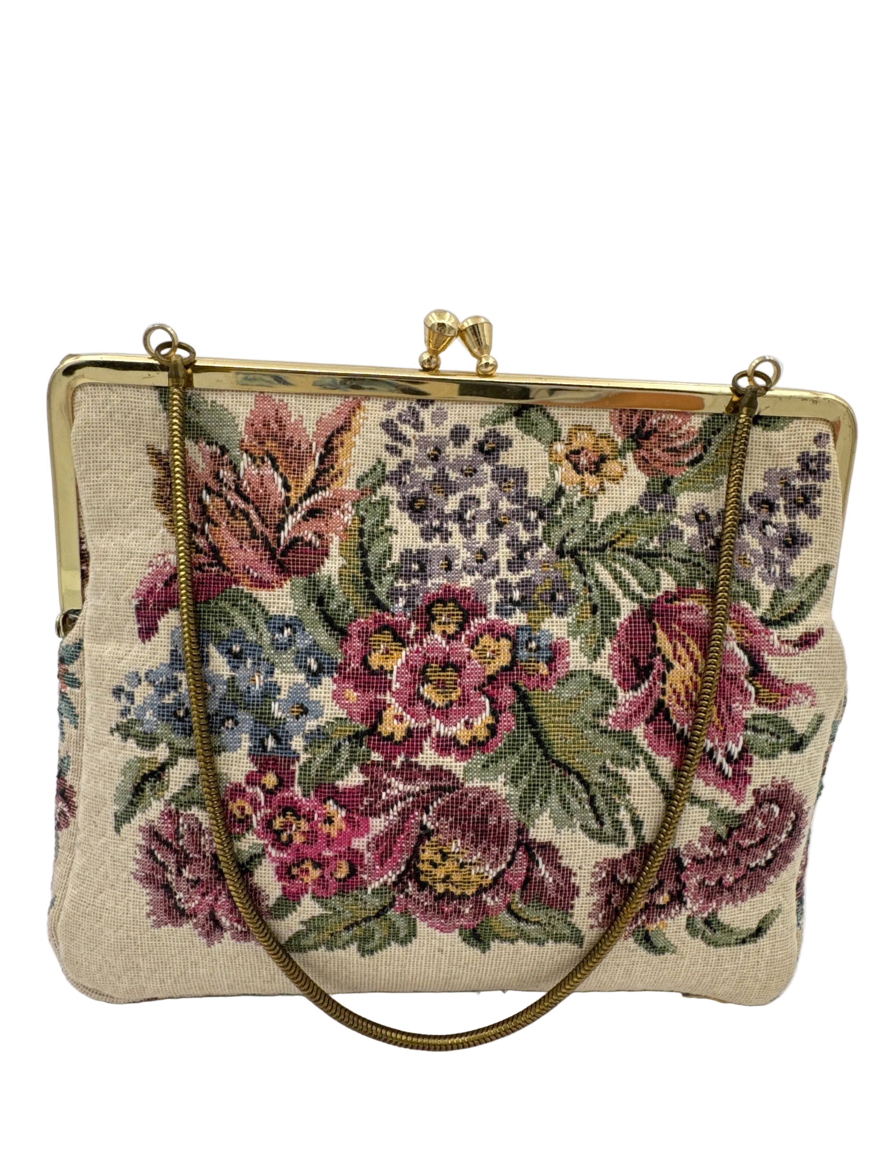 Vintage Walborg Floral Tapestry Purse, Mid Century Evening Handbag