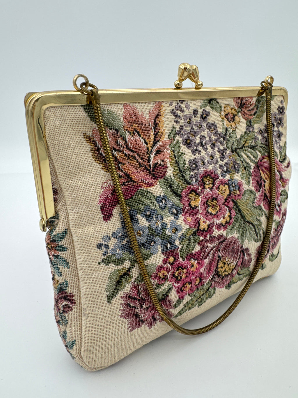 Vintage Walborg Floral Tapestry Purse, Mid Century Evening Handbag