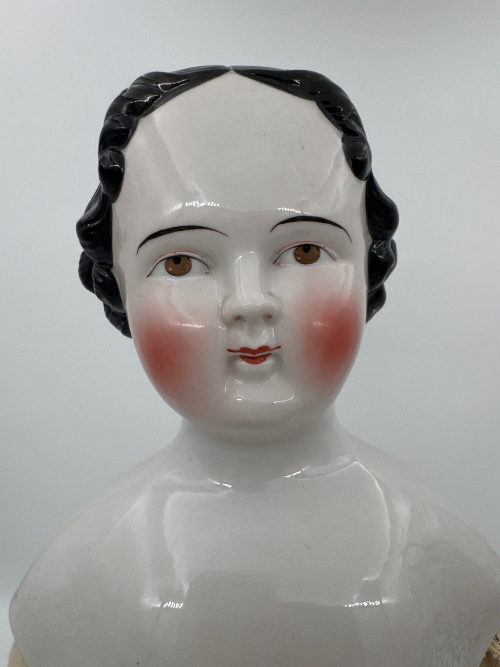 Antique Kestner China Head Doll Civil War Era German Doll Brown Eyes