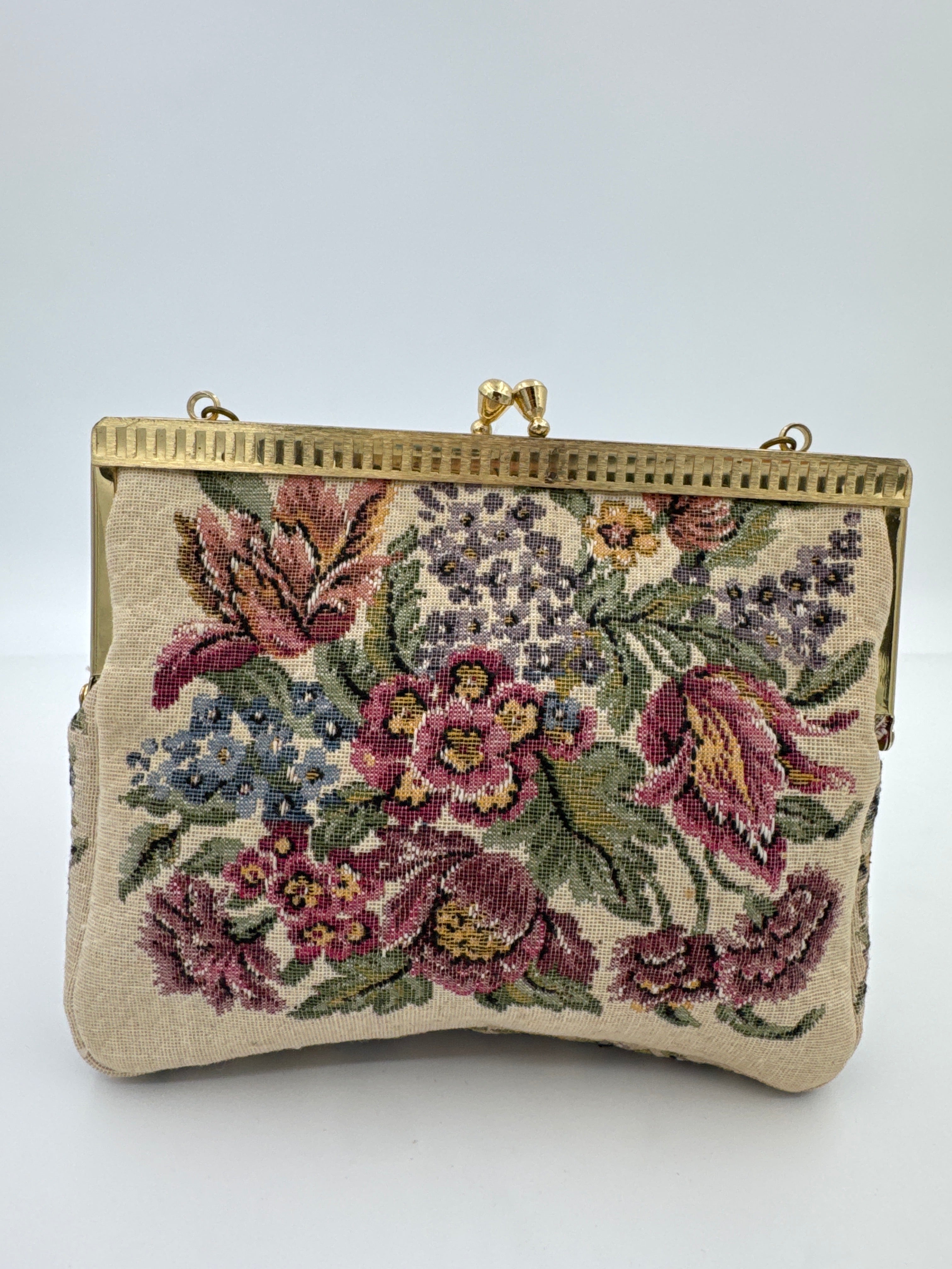 Vintage Walborg Floral Tapestry Purse, Mid Century Evening Handbag