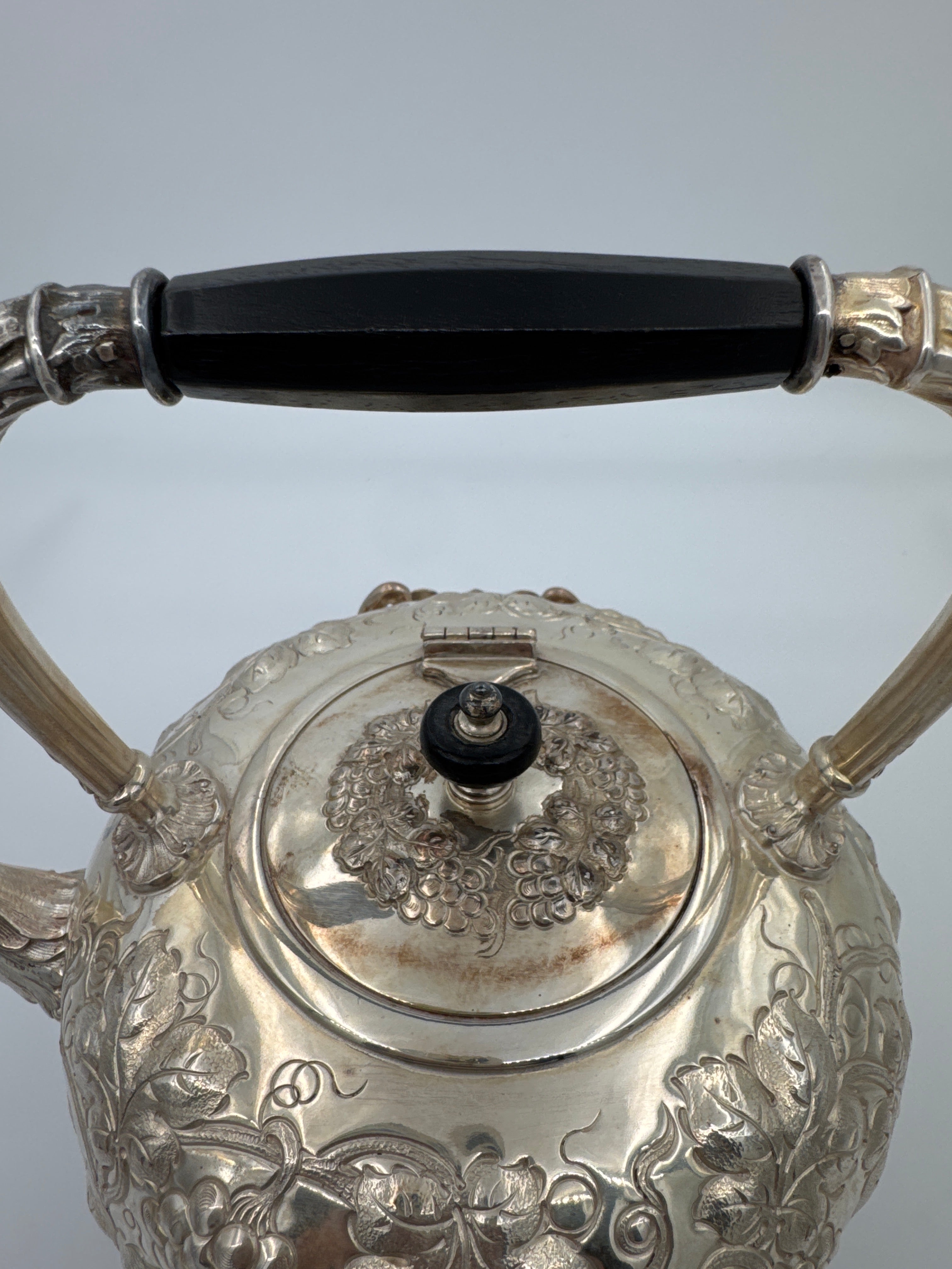 Vintage Silverplate Tilting Tea Kettle on Stand with Original Burner | Patented Jan. 12, 1892 — rare vintage collectible