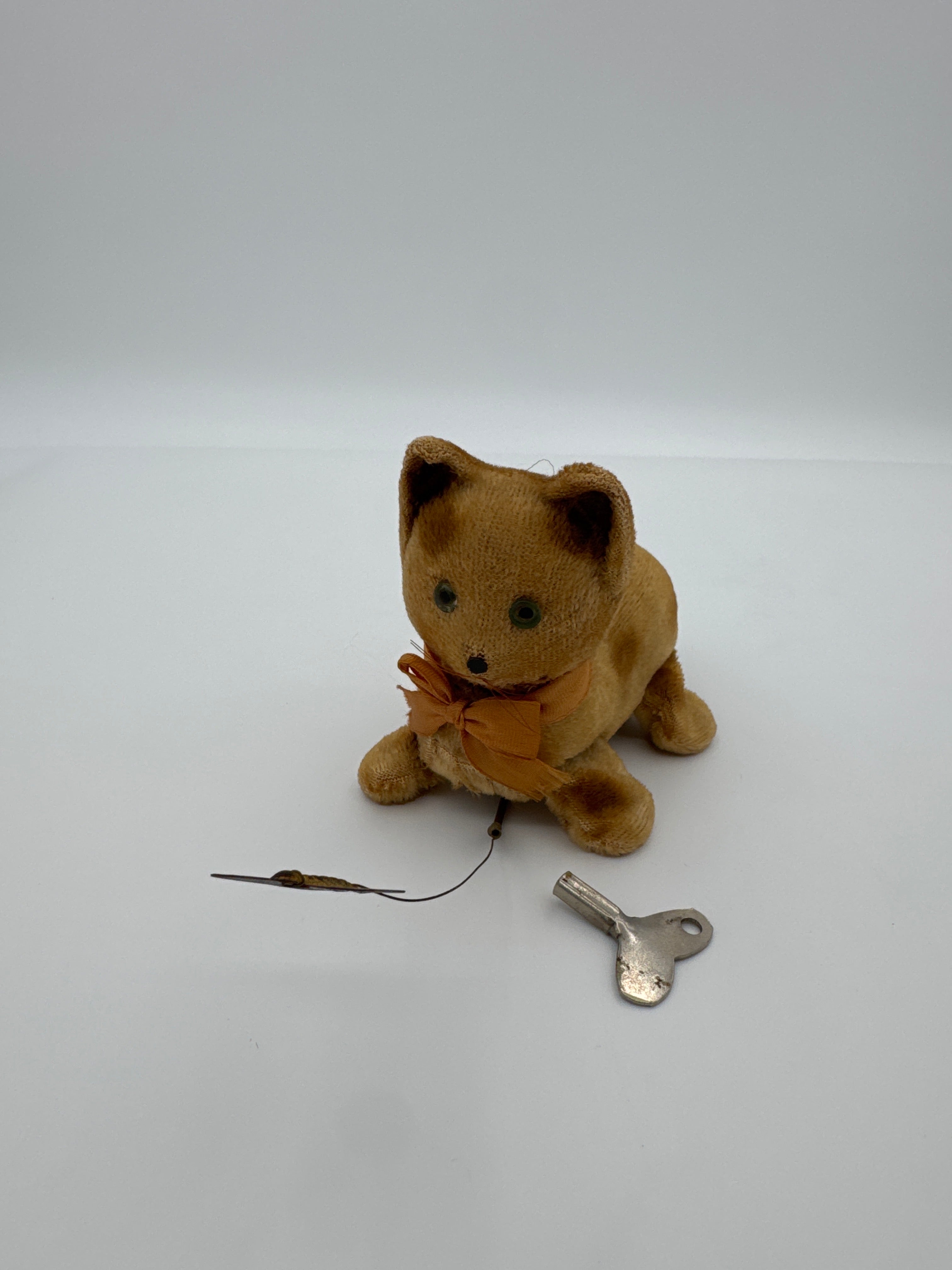 Vintage Wind-Up Cat Toy Made in Japan with Original Key | Working Mechanical Plush Cat