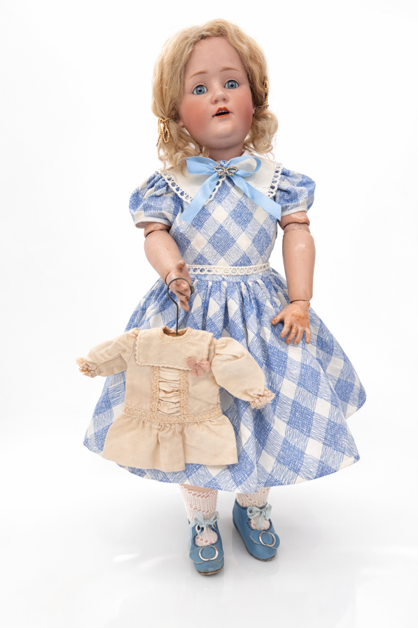 Antique German Kestner Doll 23” Bisque Head Jointed Composition Body Blue Sleep Eyes c.1915 — antique collectible doll