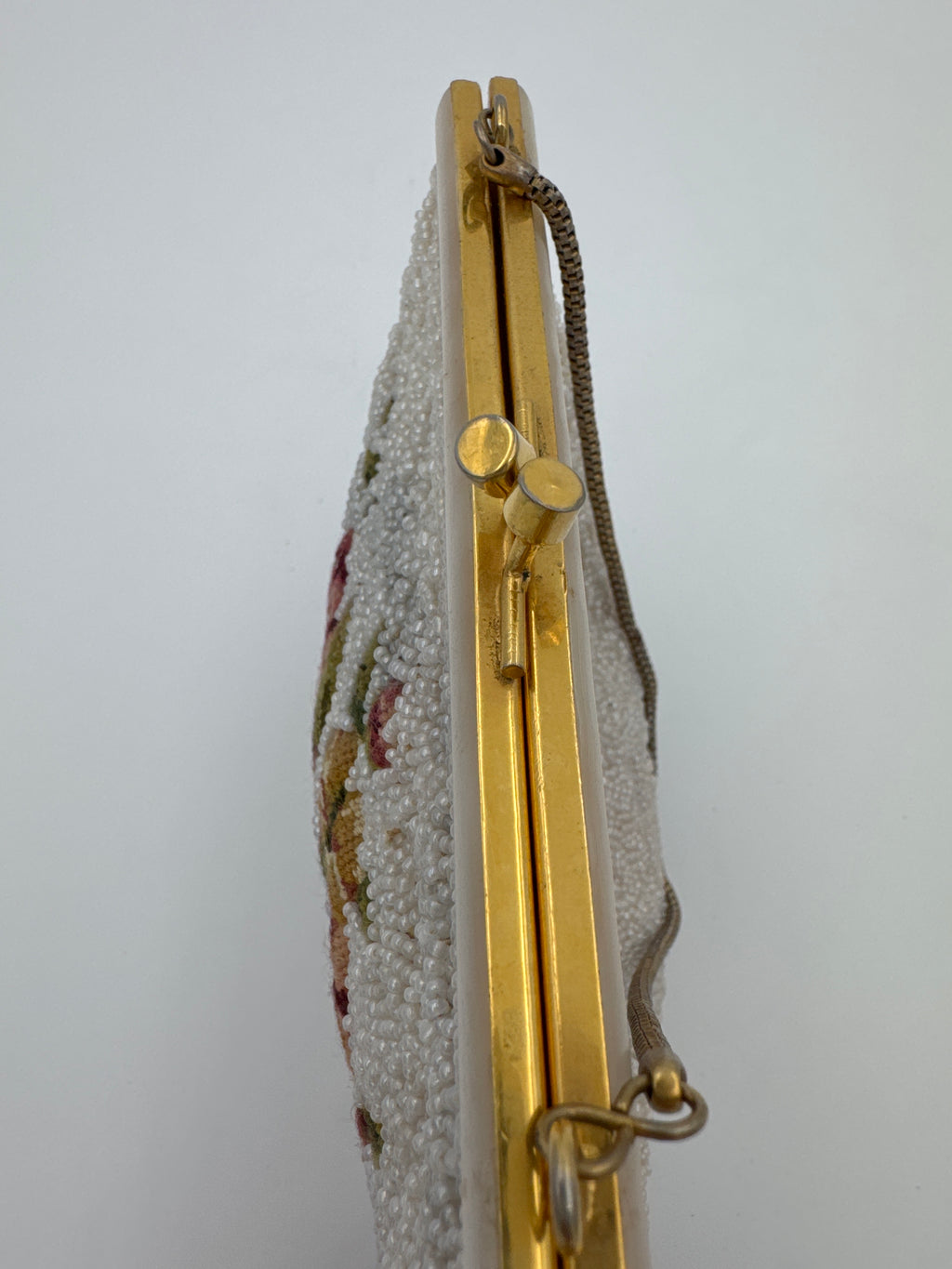 Vintage Floral Micro Beaded Purse, Petit Point Evening Bag, Beaded Handbag