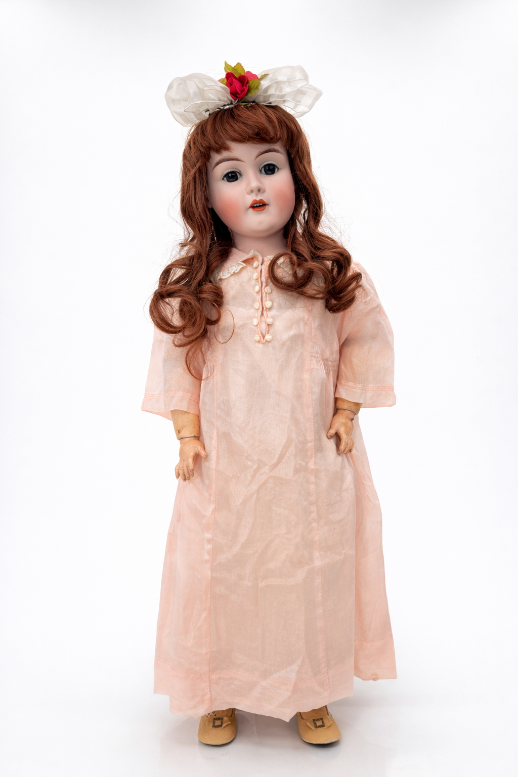 Antique Heinrich Handwerck 139 Doll 28” German Bisque Doll with Original Leather Body