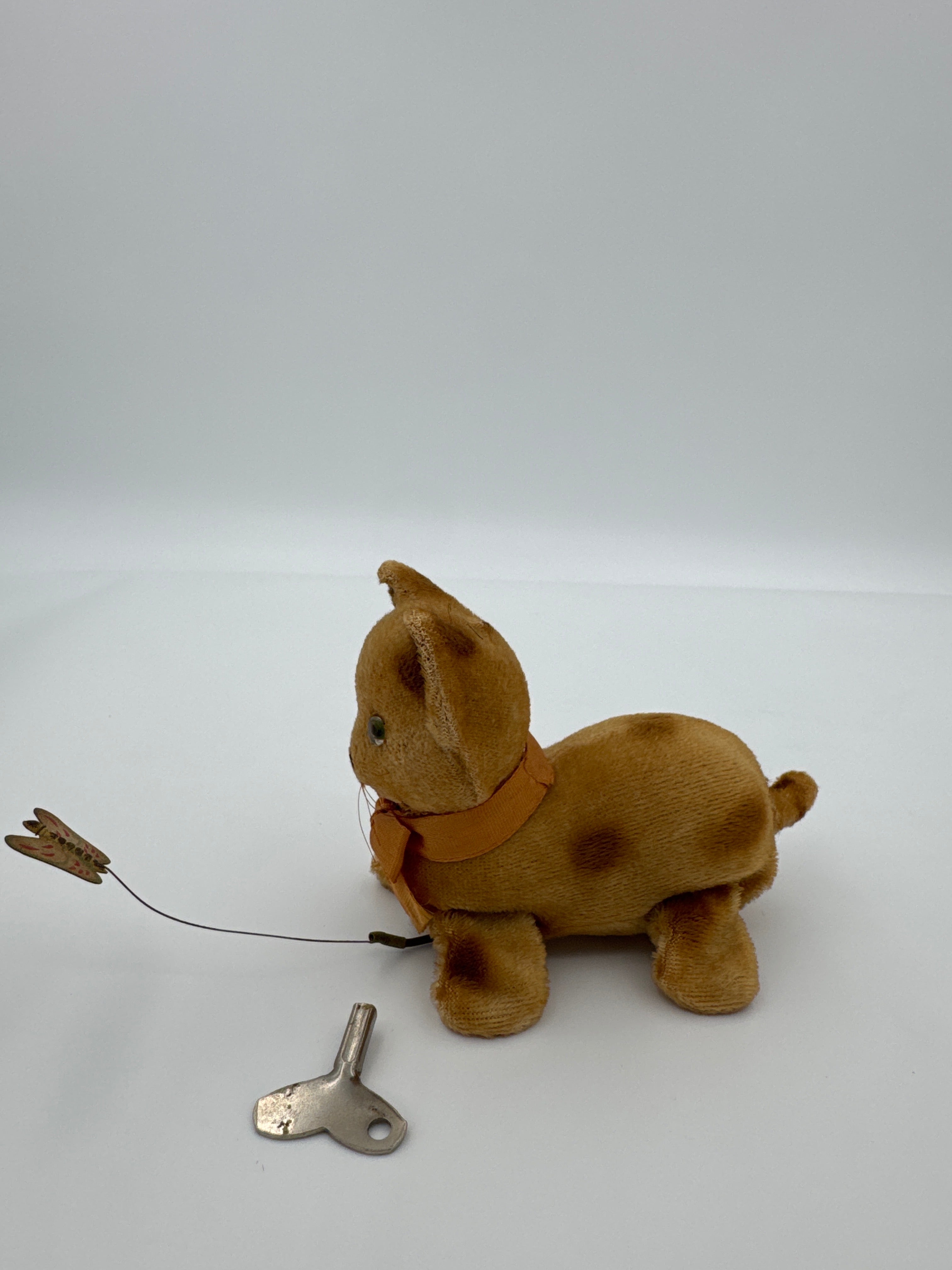 Vintage Wind-Up Cat Toy Made in Japan with Original Key | Working Mechanical Plush Cat