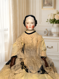 Antique Kestner China Head Doll Civil War Era German Doll Brown Eyes