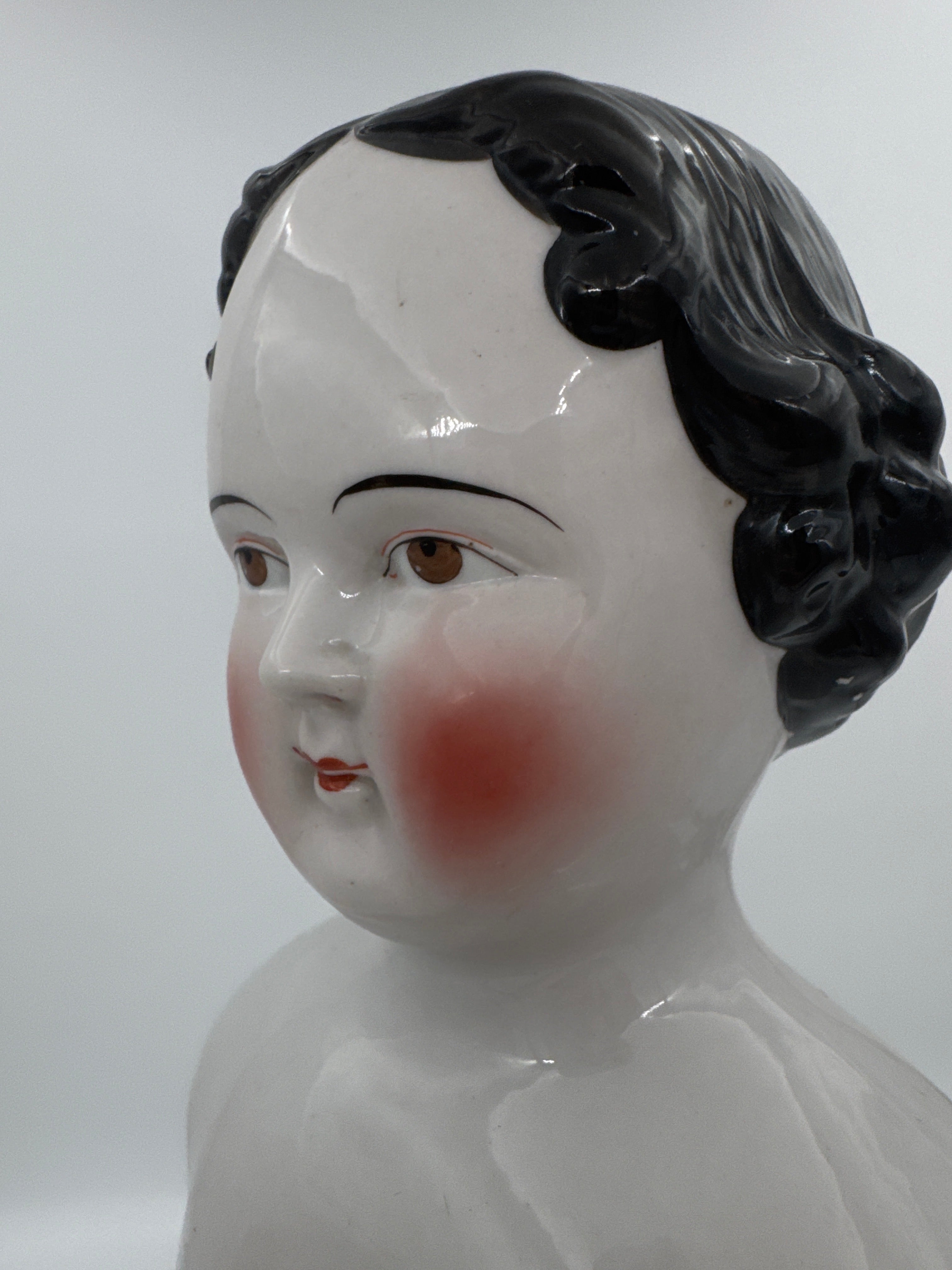 Antique Kestner China Head Doll Civil War Era German Doll Brown Eyes