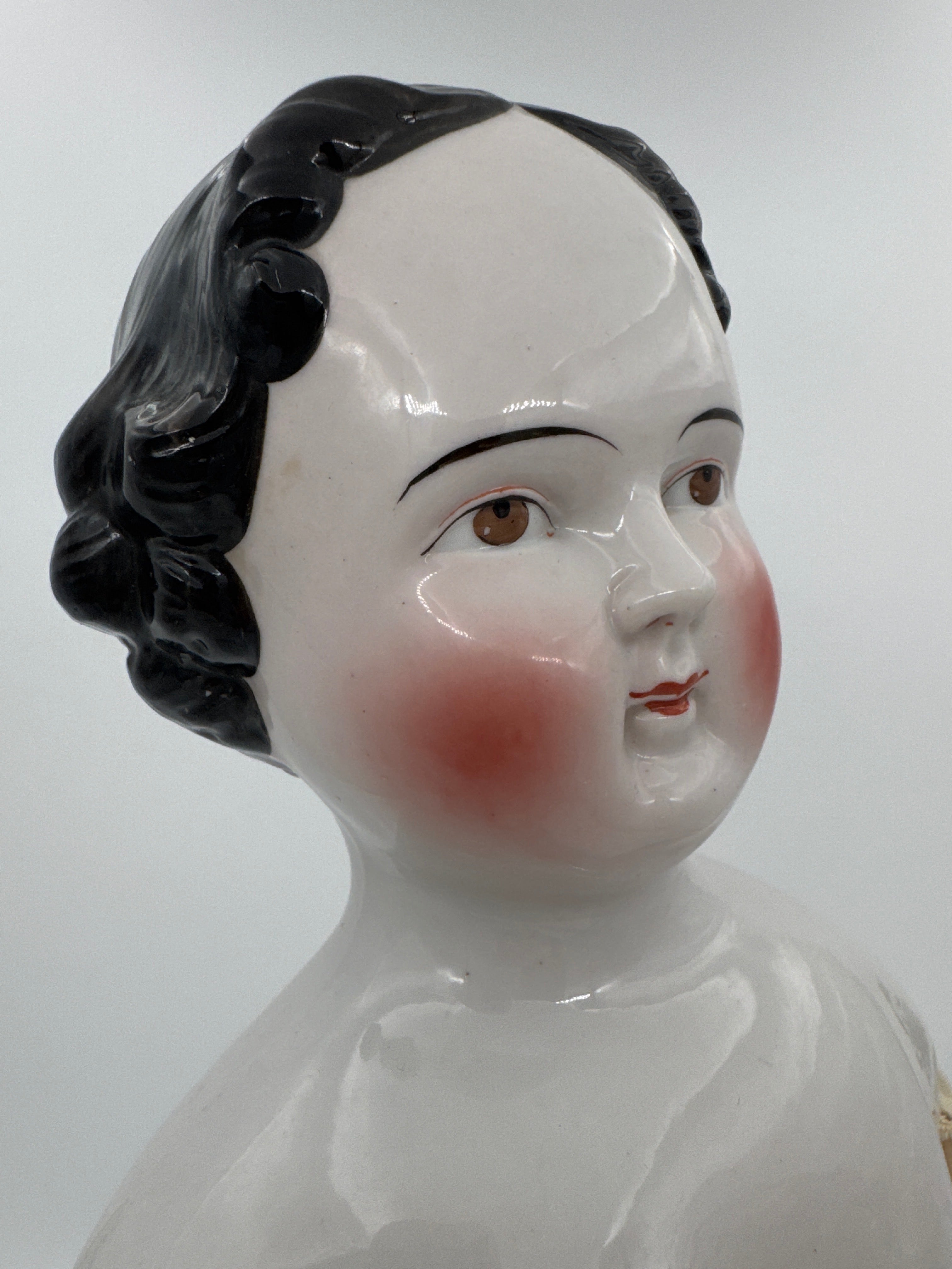 Antique Kestner China Head Doll Civil War Era German Doll Brown Eyes