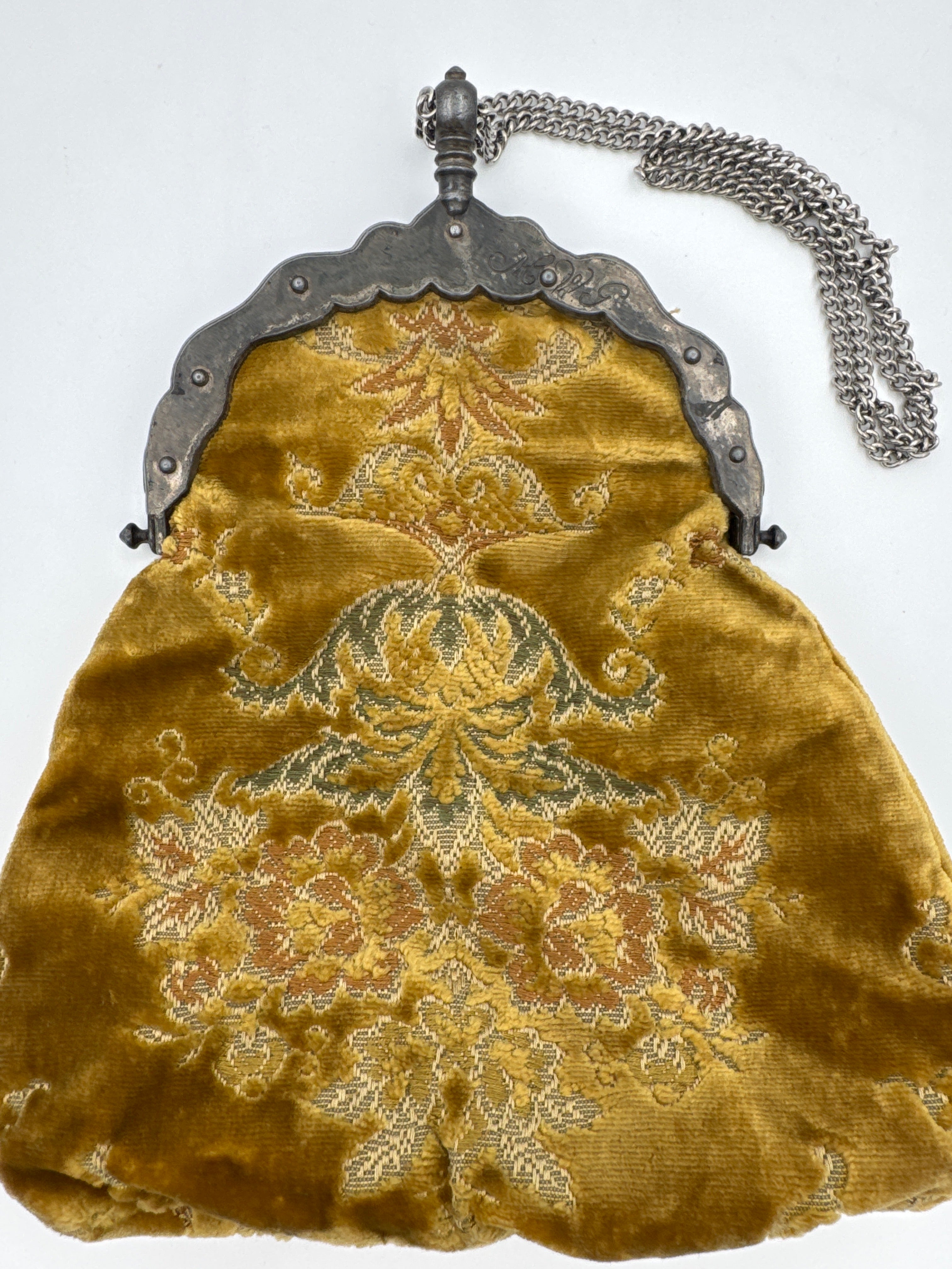Vintage Victorian Revival Evening Purse | Italian Brocade Fabric | American Mid-Century Handbag