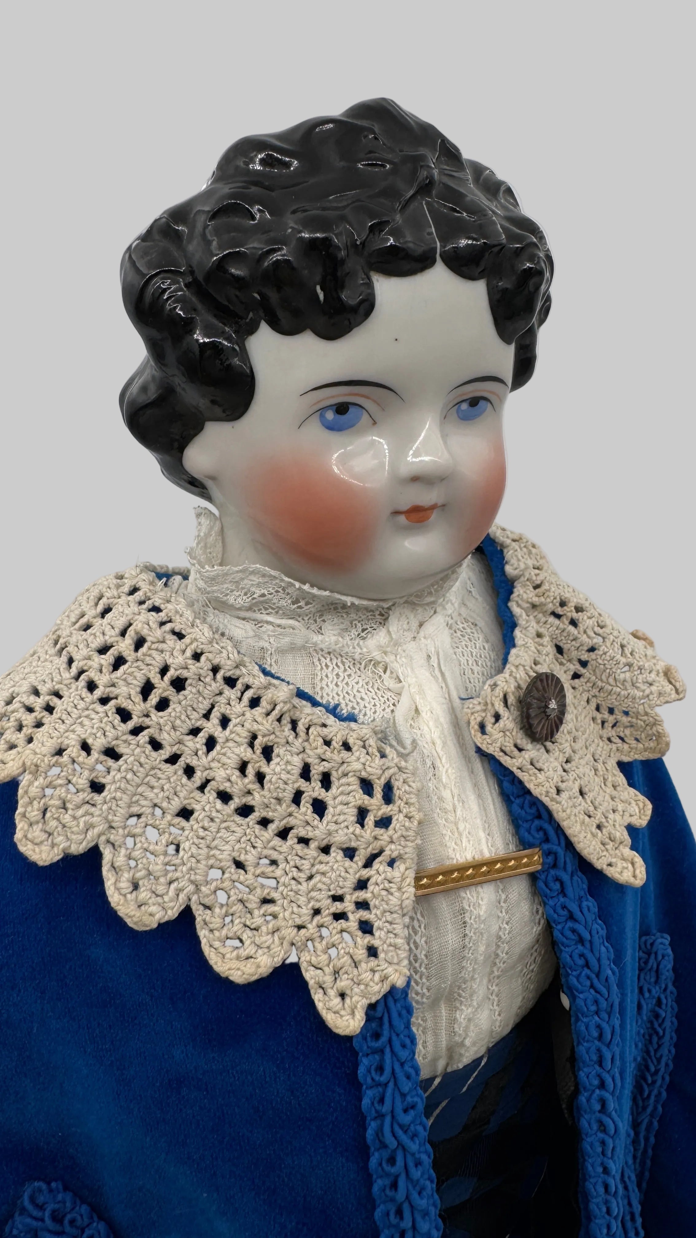 Antique German China Head Doll — Civil War Era, 25”