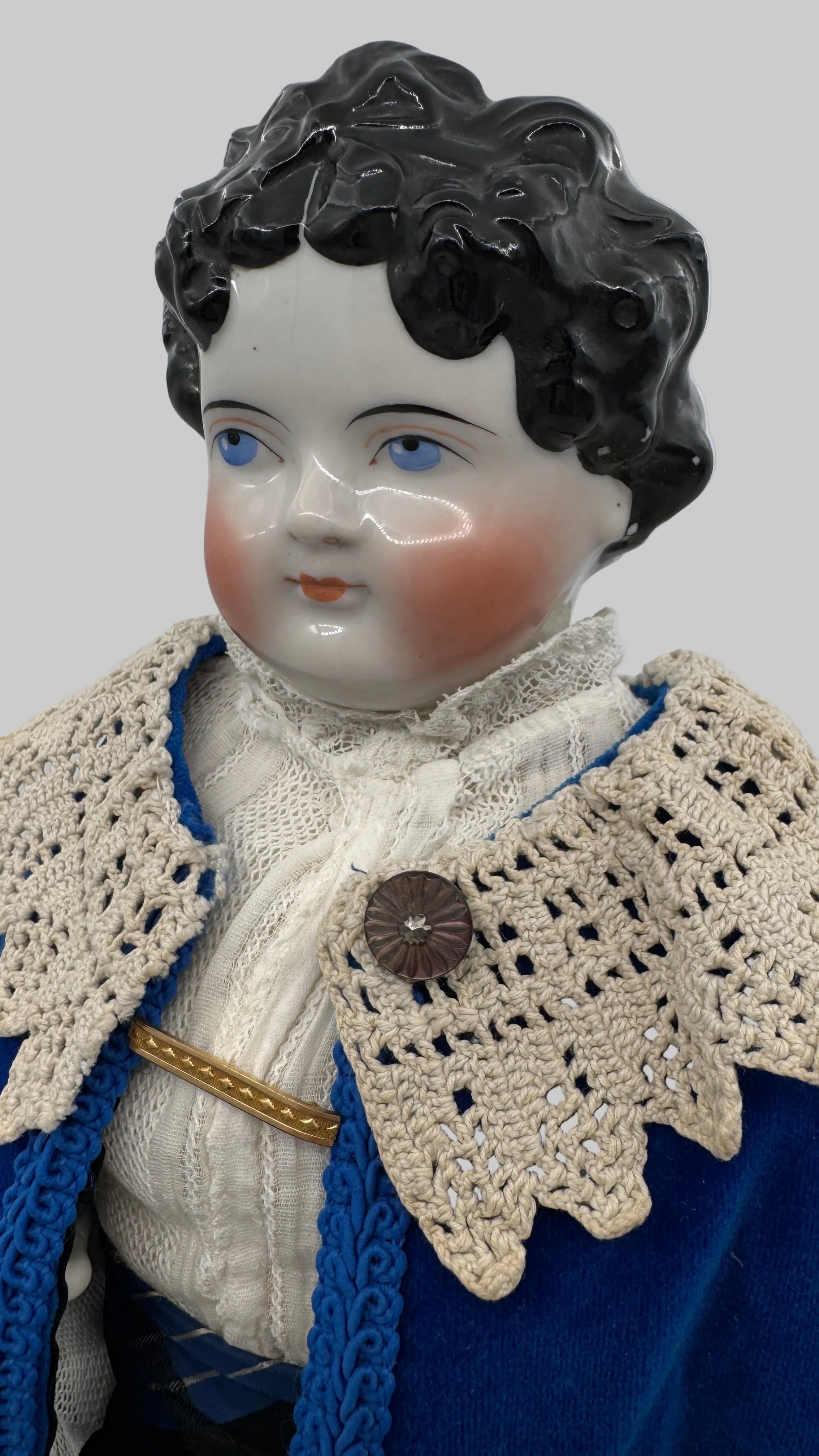 Antique German China Head Doll — Civil War Era, 25”