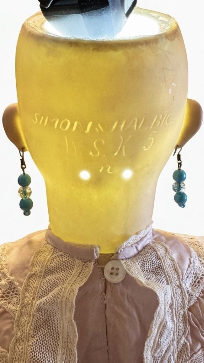Rare Antique Simon & Halbig WSK 5 Doll 28” German Bisque Head Blue Sleep Eyes1