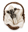 Antique Silver Teddy Bear Baby Rattle with Mother of Pearl Handle c.1900