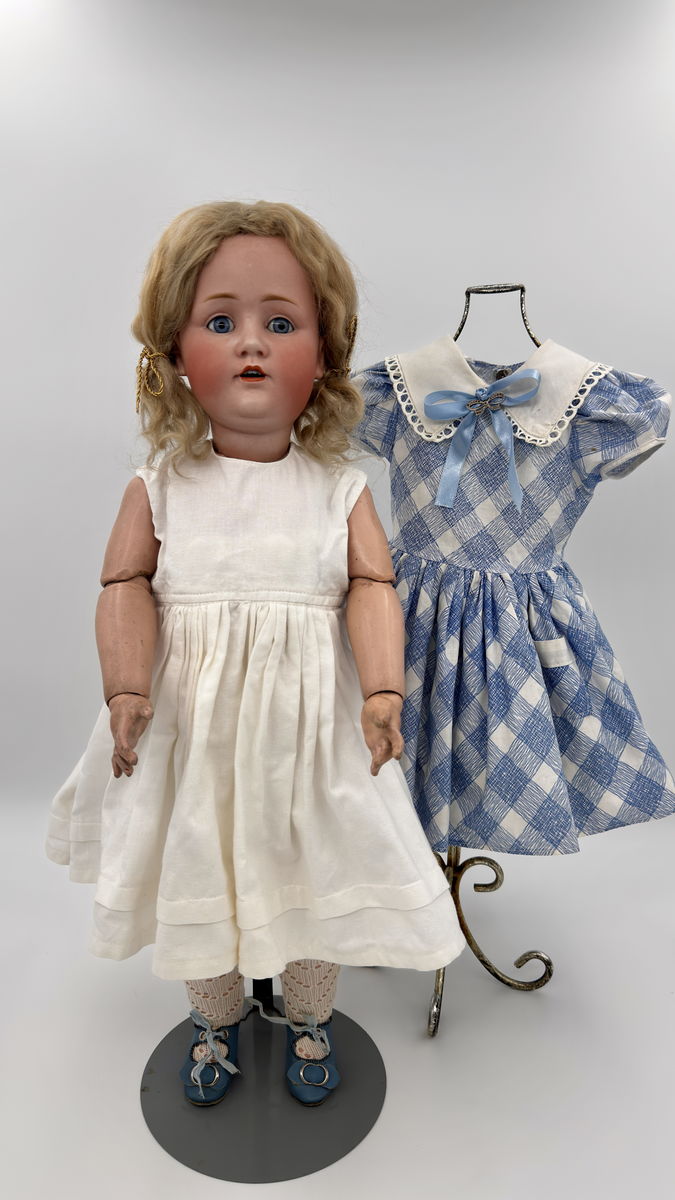Antique German Kestner Doll 23” Bisque Head Jointed Composition Body Blue Sleep Eyes c.1915