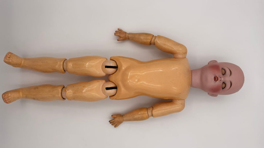 Early Antique Kestner E 168 9  Doll, c.1900–1910, Rare Square Teeth, Blue Eyes, Antique Outfit, 22”