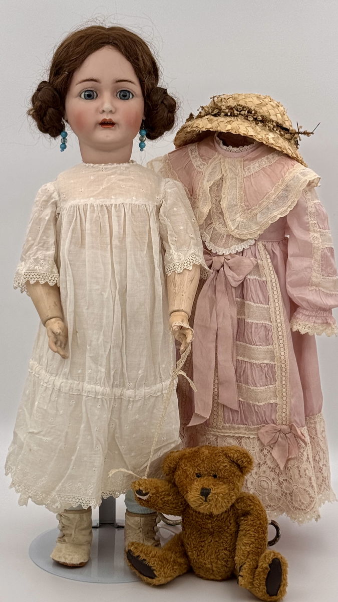 Rare Antique Simon & Halbig WSK 5 Doll 28” German Bisque Head Blue Sleep Eyes1