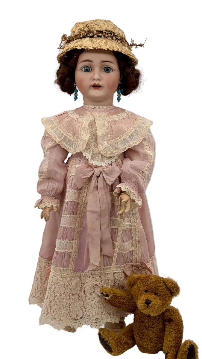 Rare Antique Simon & Halbig WSK 5 Doll 28” German Bisque Head Blue Sleep Eyes1