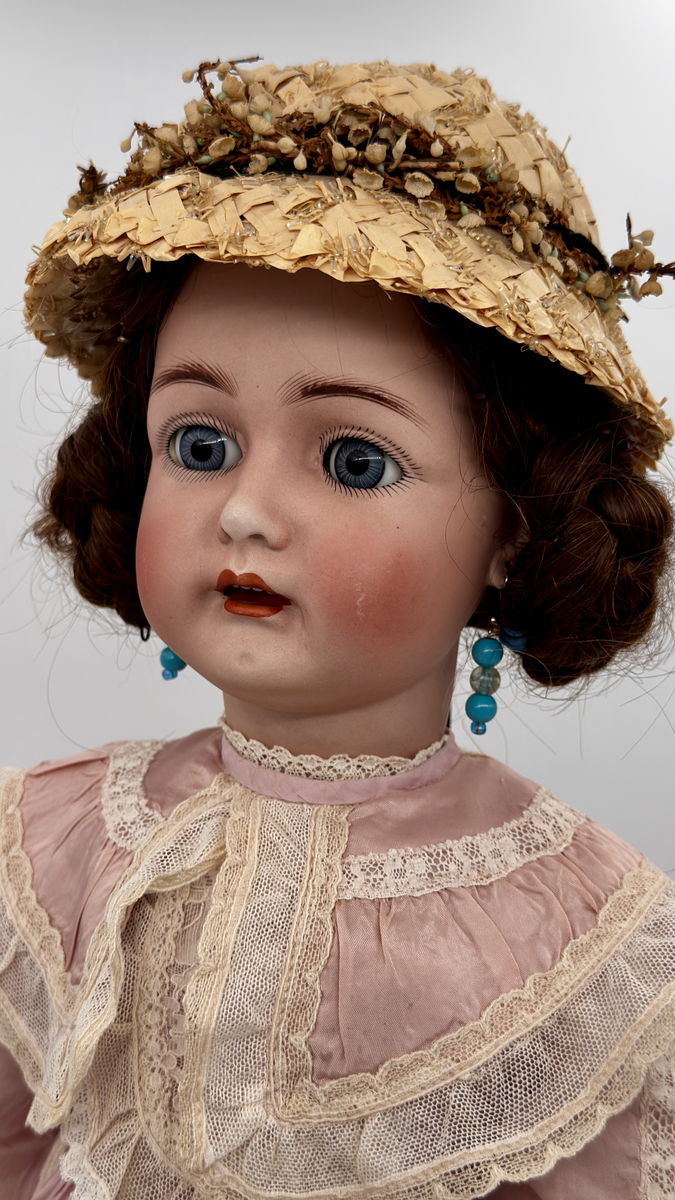 Rare Antique Simon & Halbig WSK 5 Doll 28” German Bisque Head Blue Sleep Eyes1