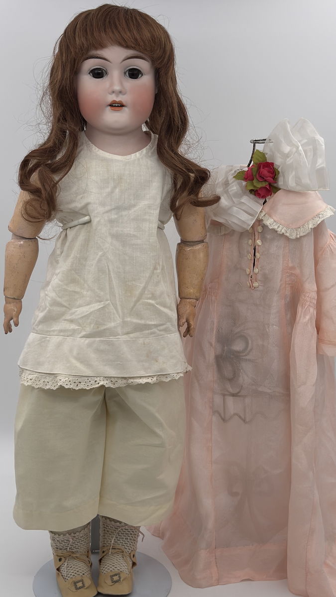 Antique Heinrich Handwerck 139 Doll 28” German Bisque Doll with Original Leather Body