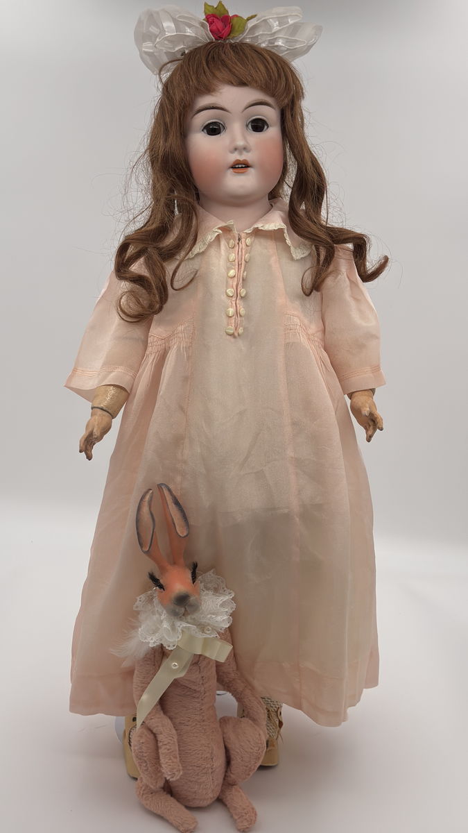 Antique Heinrich Handwerck 139 Doll 28” German Bisque Doll with Original Leather Body