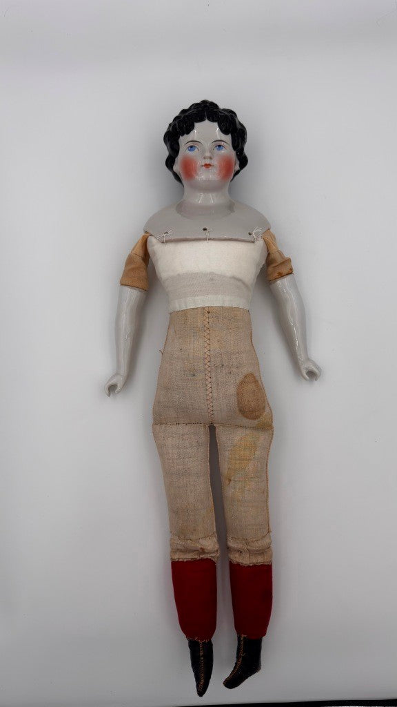 Antique German China Head Doll — Civil War Era, 25”