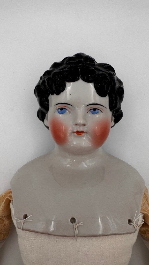 Antique German China Head Doll — Civil War Era, 25”