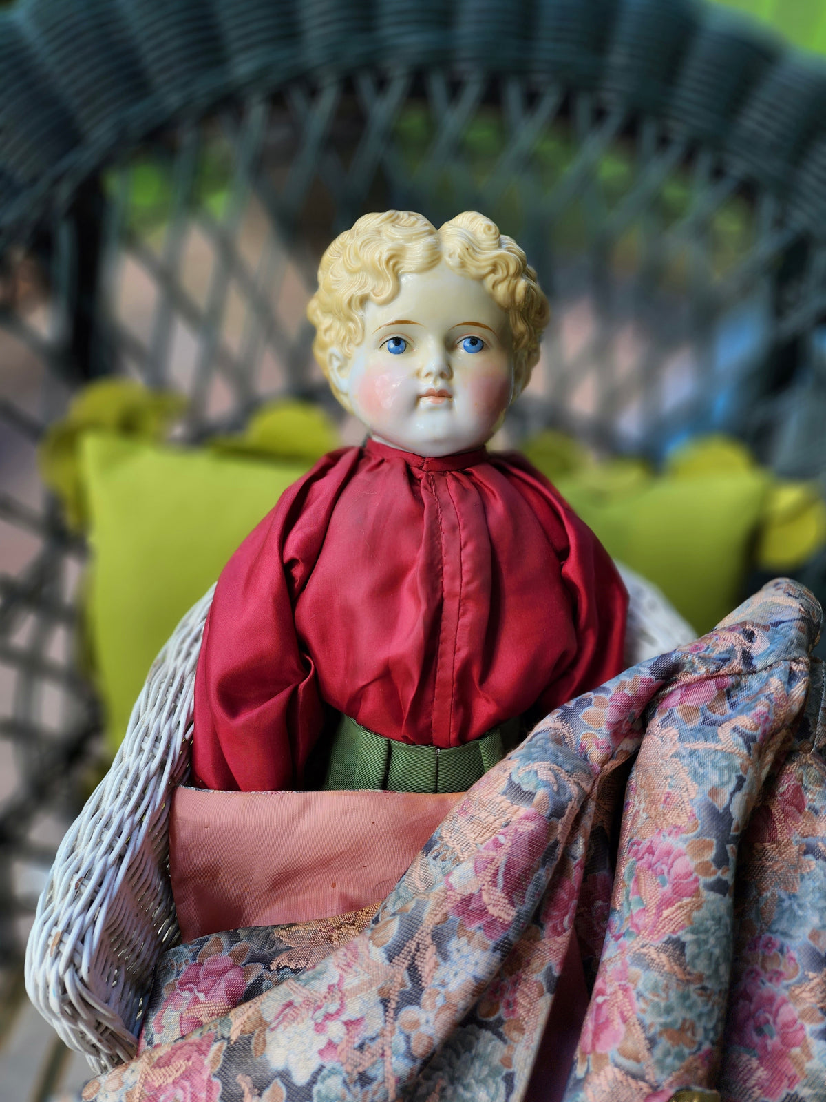 Antique ABG German Shoulder Head Doll 25” Blonde Porcelain Doll — German antique doll collectible