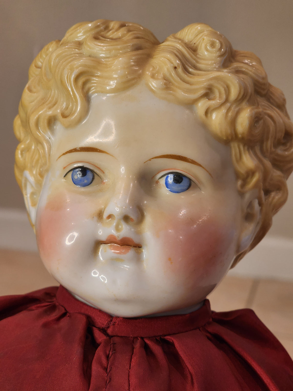 Antique ABG German Shoulder Head Doll 25” Blonde Porcelain Doll — antique doll for collectors