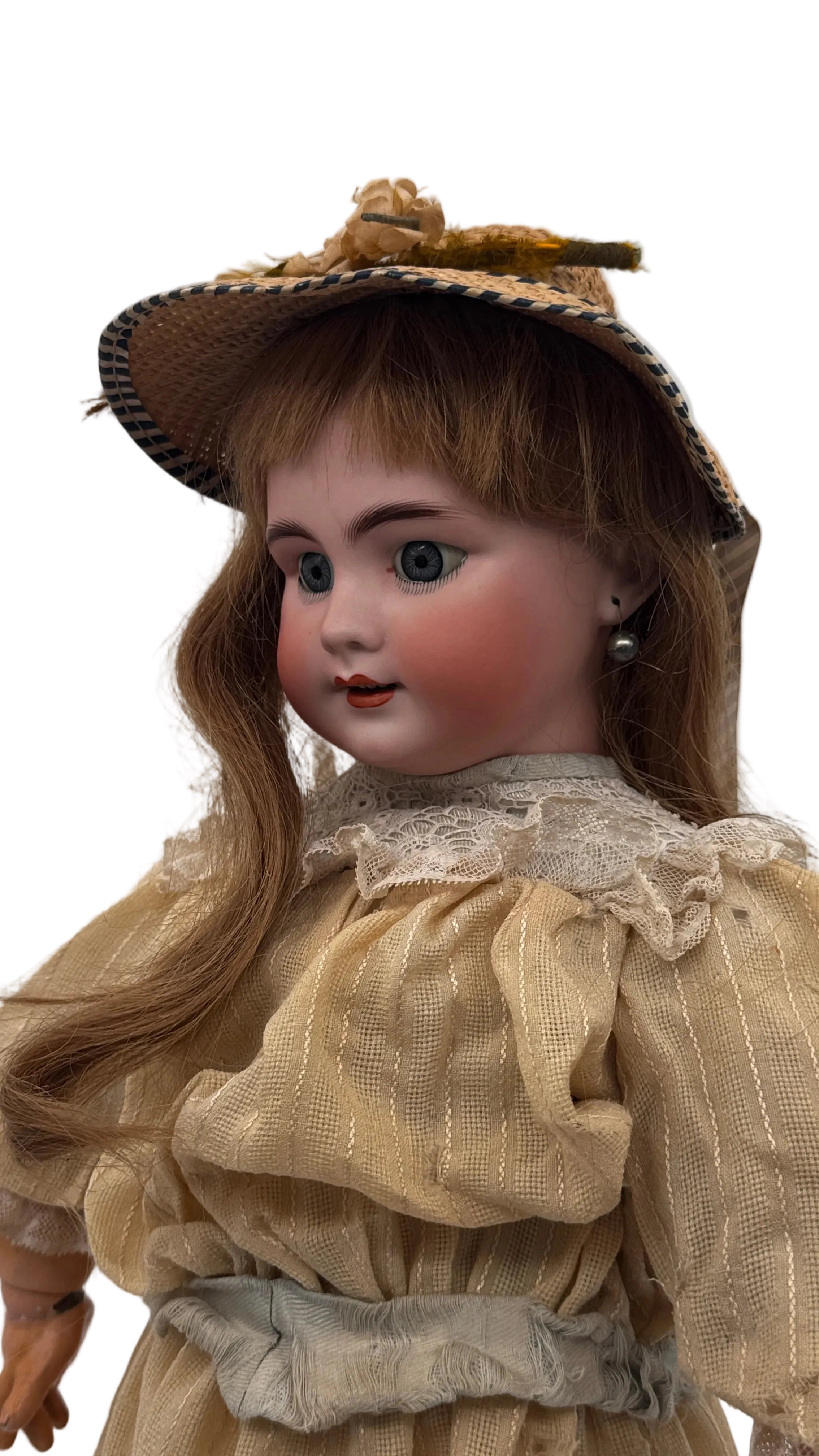 Antique French Tête Jumeau DEP Bisque Head Doll on Original Bébé Jumeau Diplôme Body, 23 Inches, Blue Sleeping Eyes, c. 1900–1915