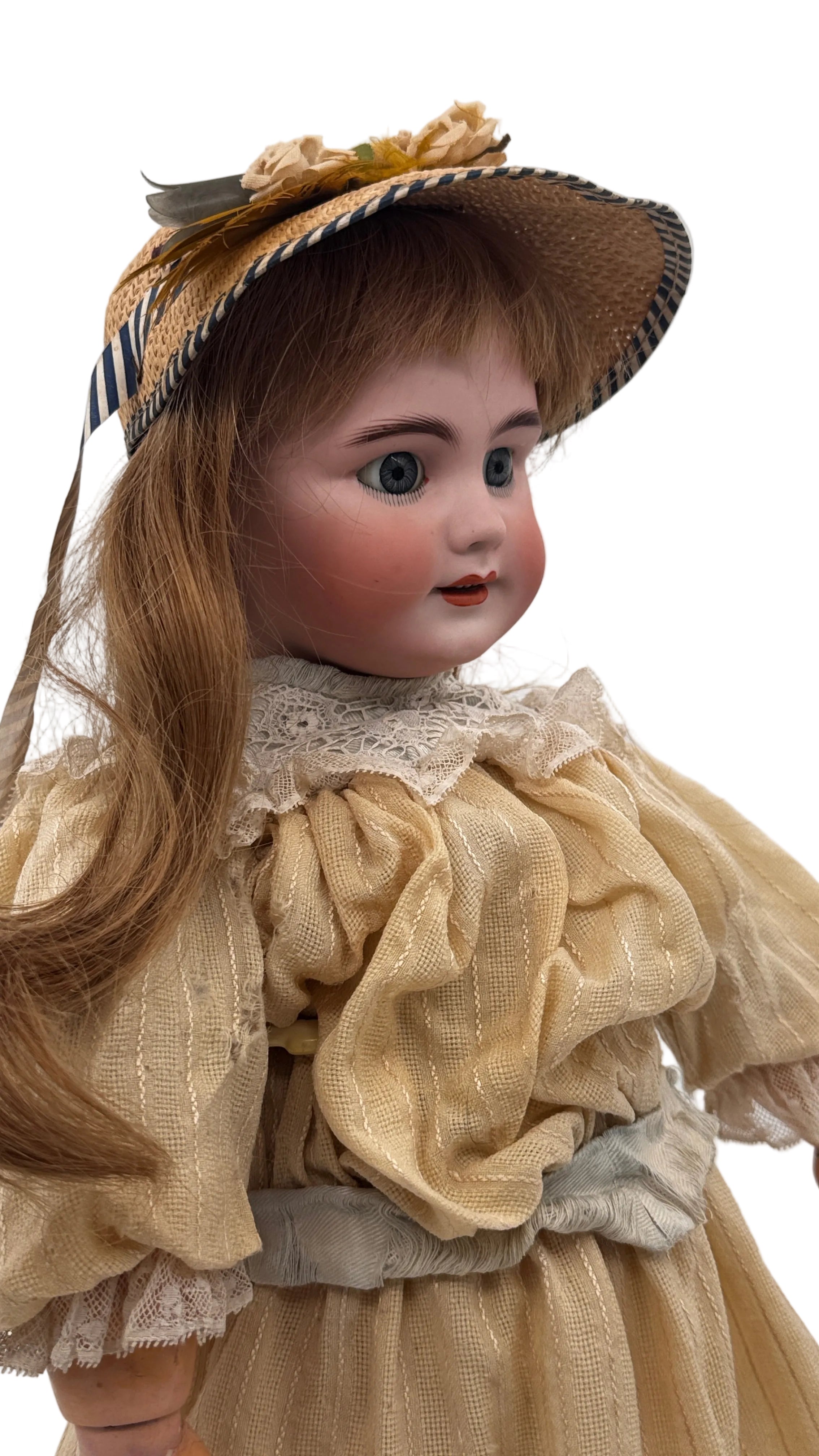 Antique French Tête Jumeau DEP Bisque Head Doll on Original Bébé Jumeau Diplôme Body, 23 Inches, Blue Sleeping Eyes, c. 1900–1915