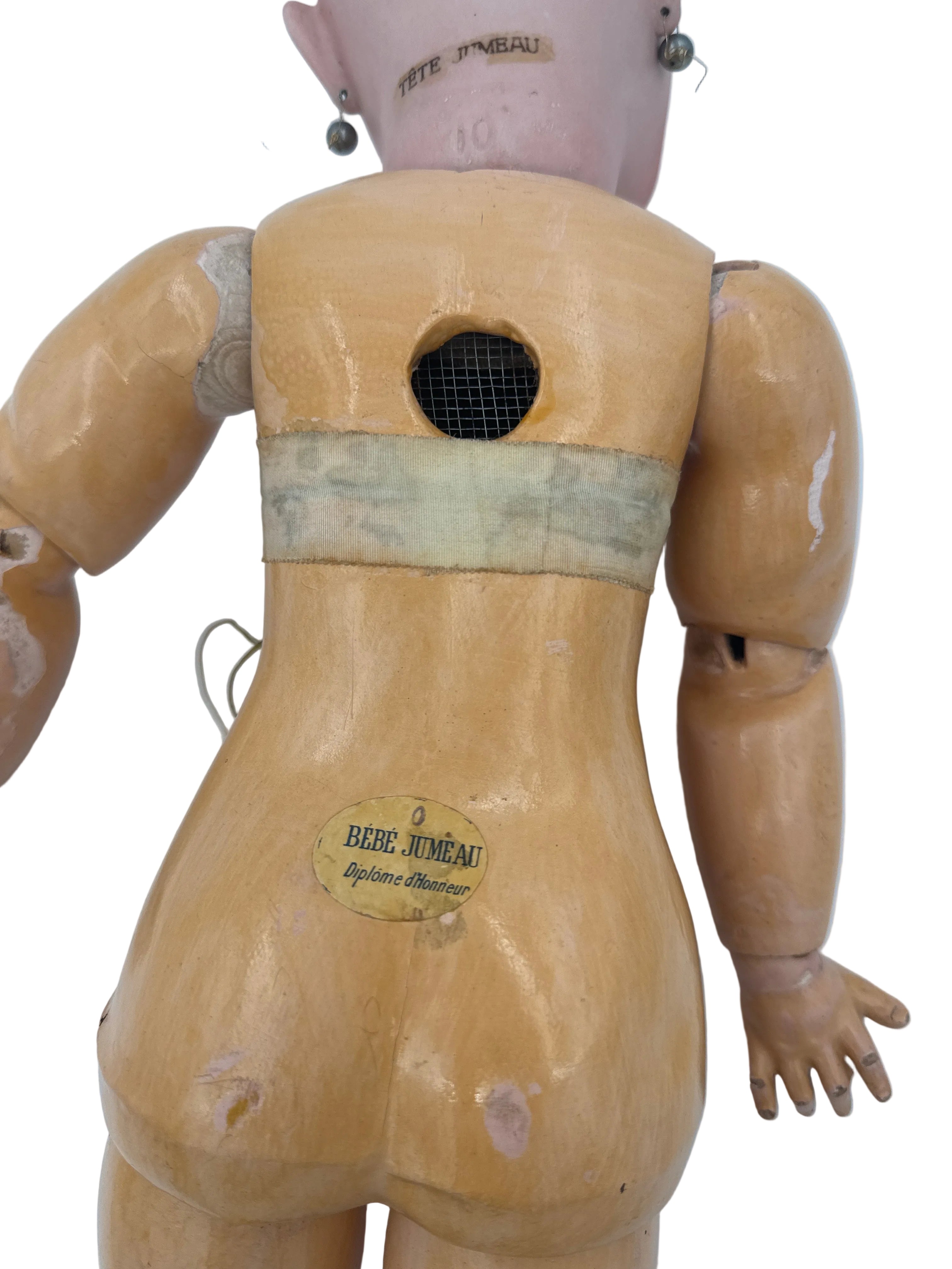 Antique French Tête Jumeau DEP Bisque Head Doll on Original Bébé Jumeau Diplôme Body, 23 Inches, Blue Sleeping Eyes, c. 1900–1915