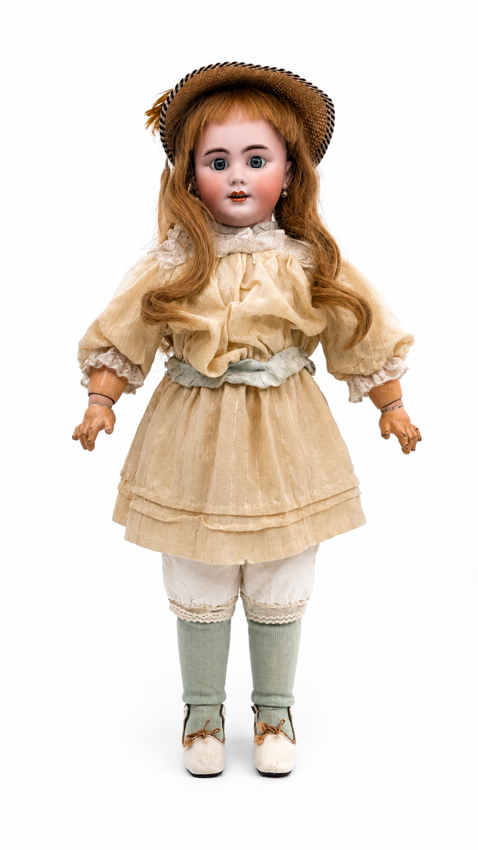 Antique French Tête Jumeau DEP Bisque Head Doll on Original Bébé Jumeau Diplôme Body, 23 Inches, Blue Sleeping Eyes, c. 1900–1915