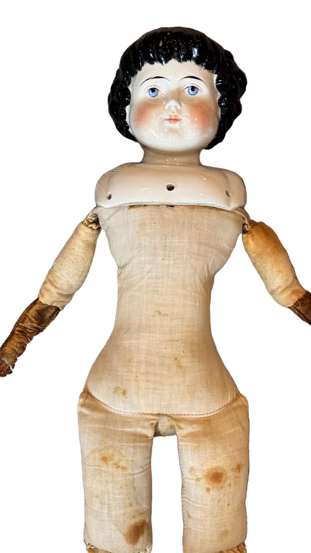 Antique German ABG Highland Mary China Head Doll, 28 Inches, circa 1870s