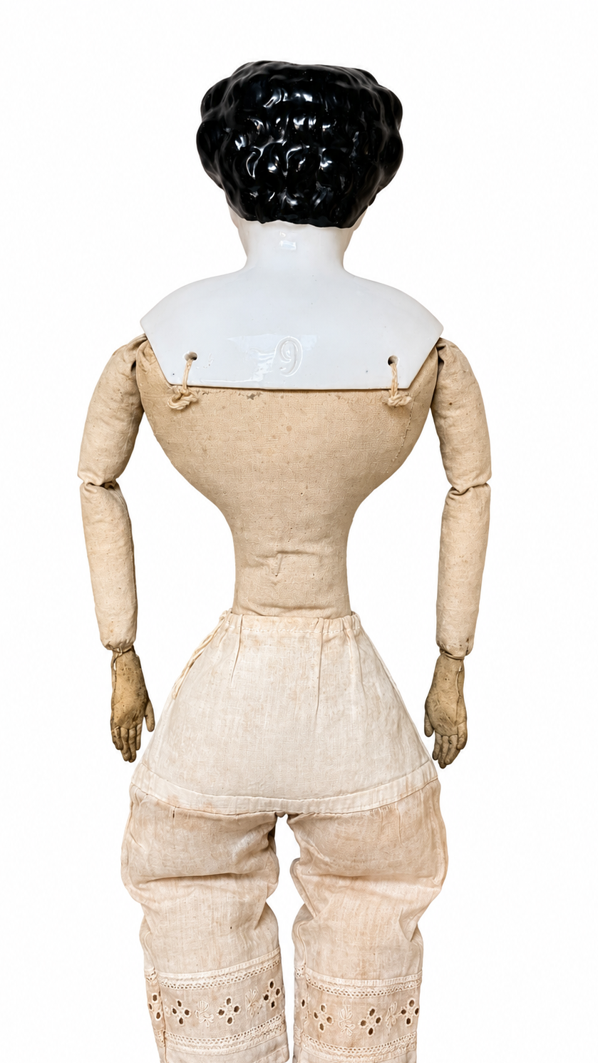 Antique German China Head Doll, Attributed to Conta & Boehme, 26 Inches, circa 1870s