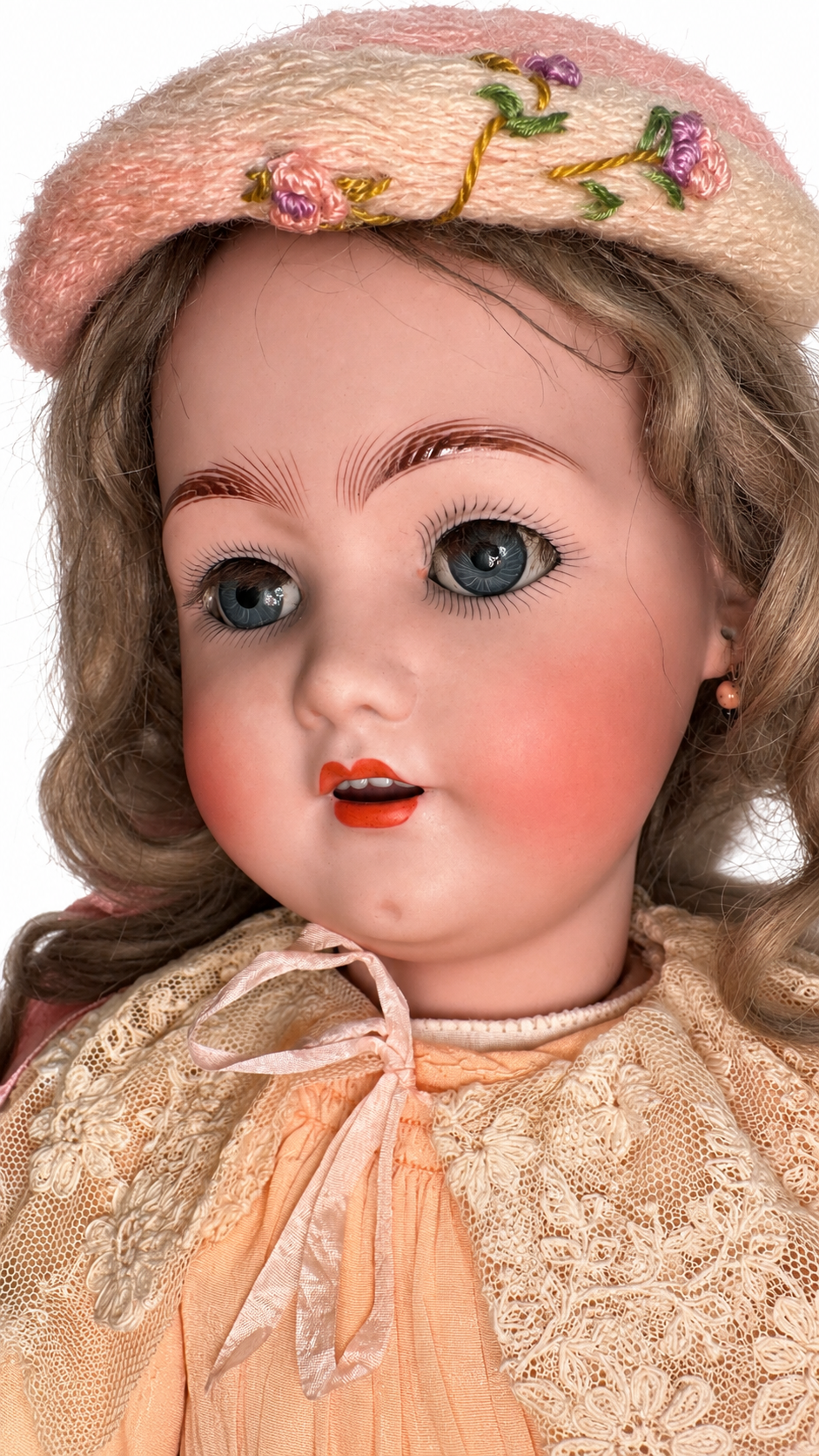 Antique Franz Schmidt & Co. Bisque Doll, 21 in, Blue Sleep Eyes c.1905