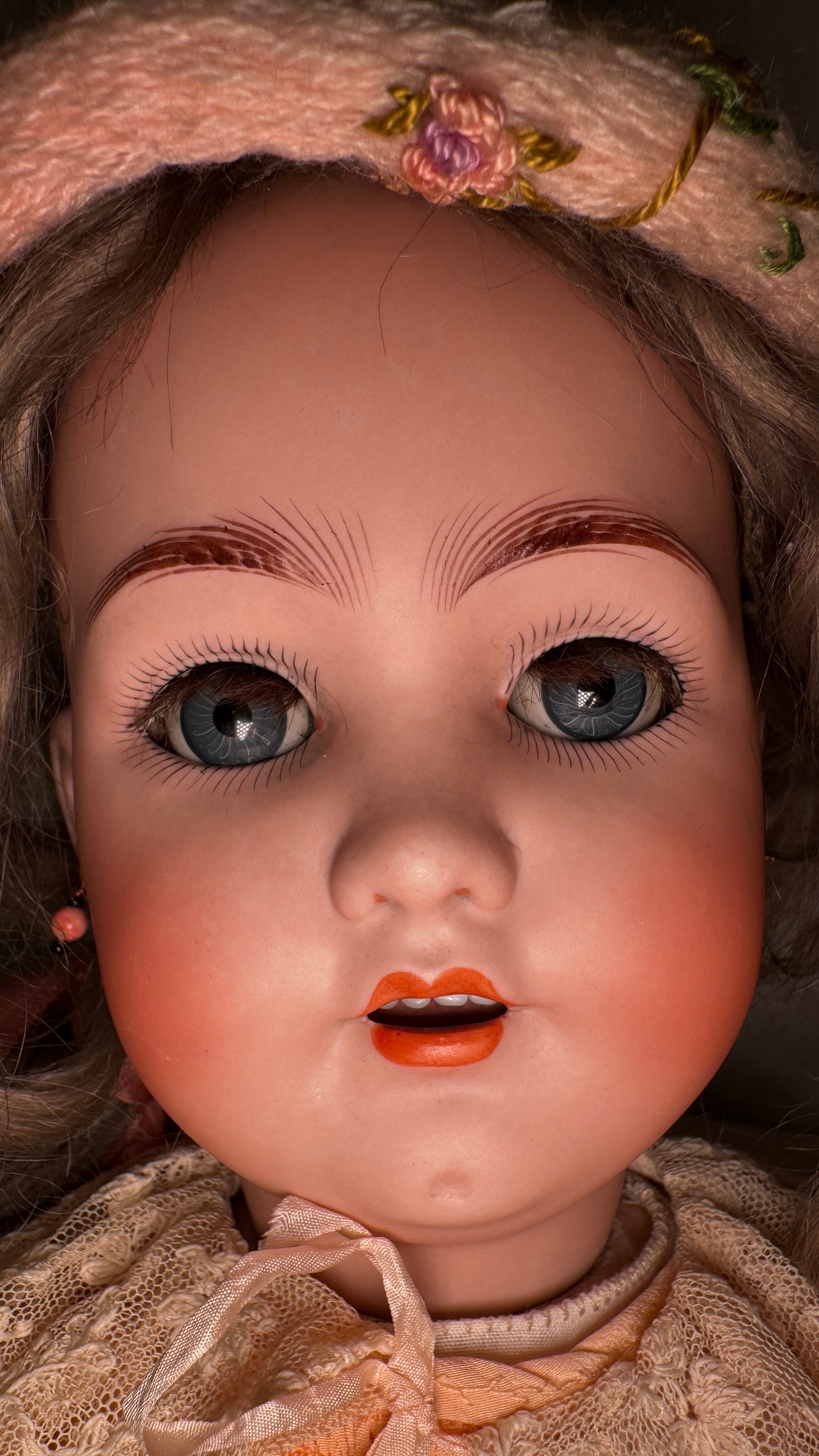 Antique Franz Schmidt & Co. Bisque Doll, 21 in, Blue Sleep Eyes c.1905