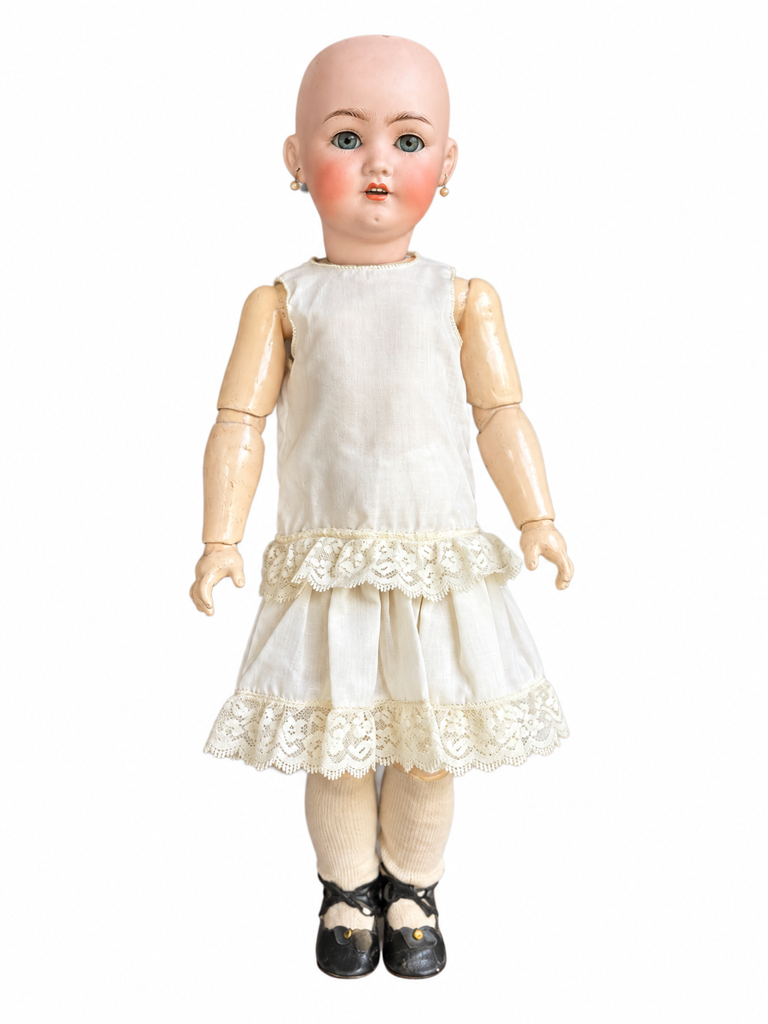 Antique Franz Schmidt & Co. Bisque Doll, 21 in, Blue Sleep Eyes c.1905