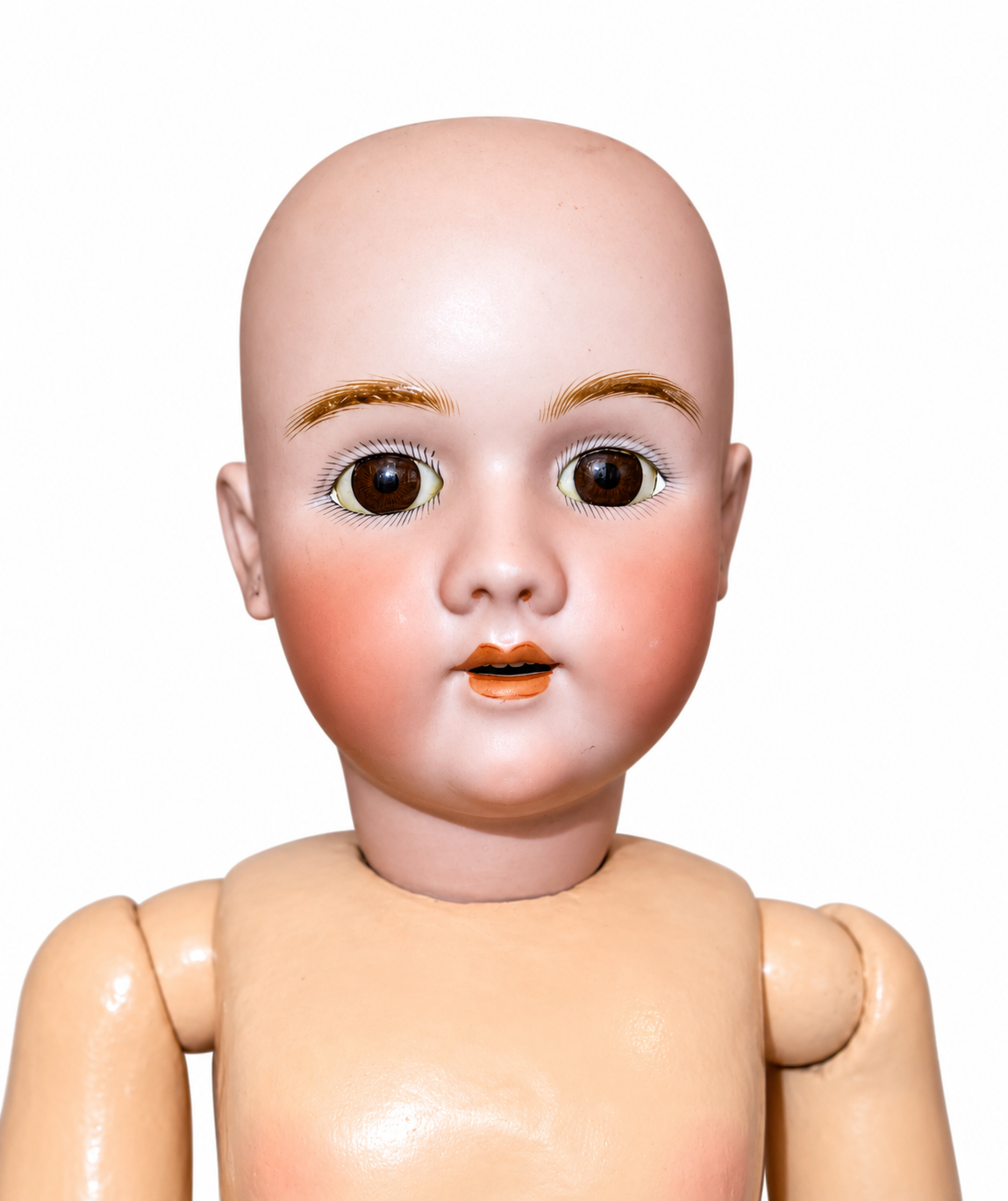 Antique Heinrich Handwerck 109 German Bisque Doll 30” Brown Glass Eyes — antique bisque doll for sale
