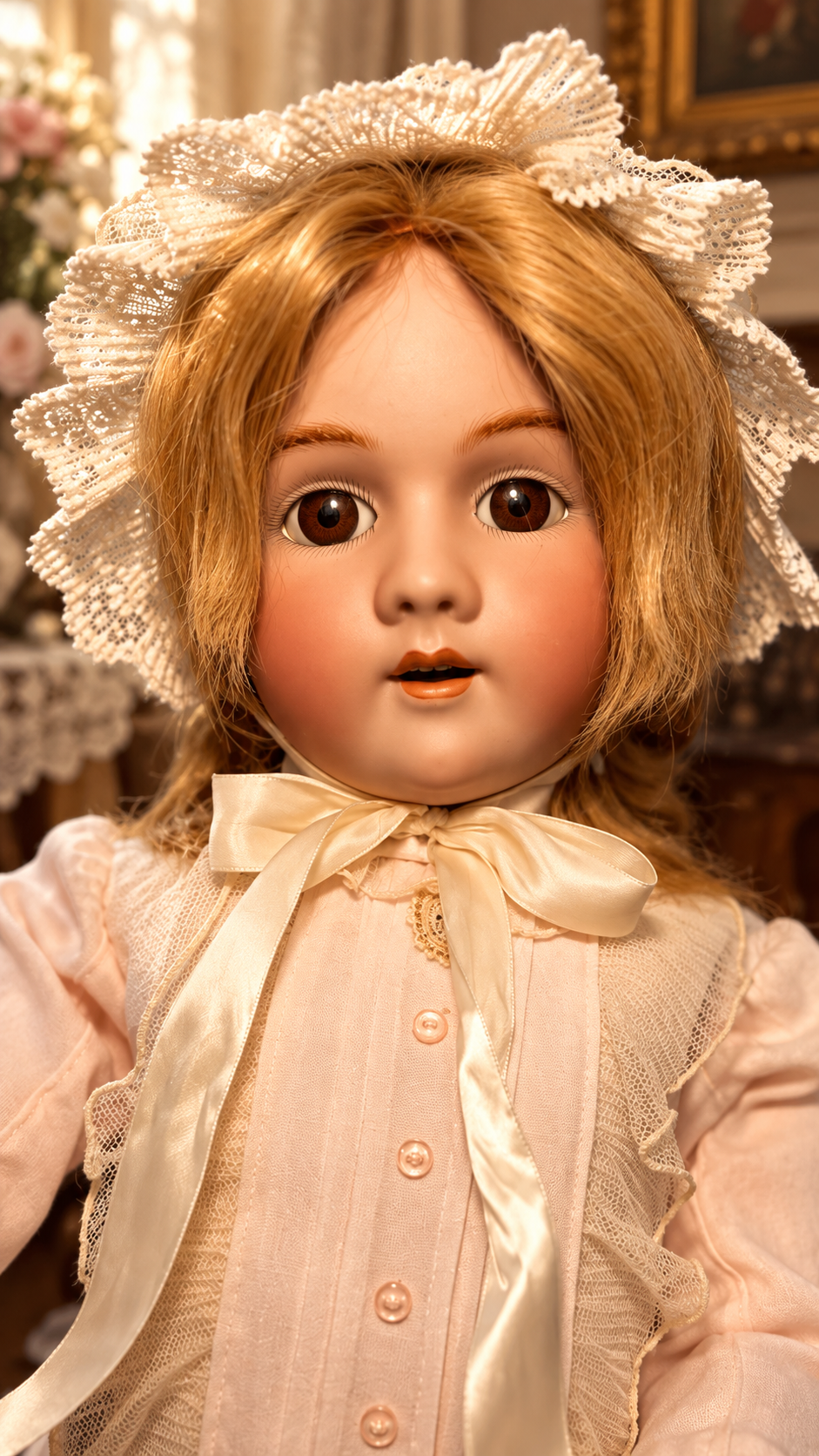 Antique Heinrich Handwerck 109 German Bisque Doll 30” Brown Glass Eyes — antique doll for collectors