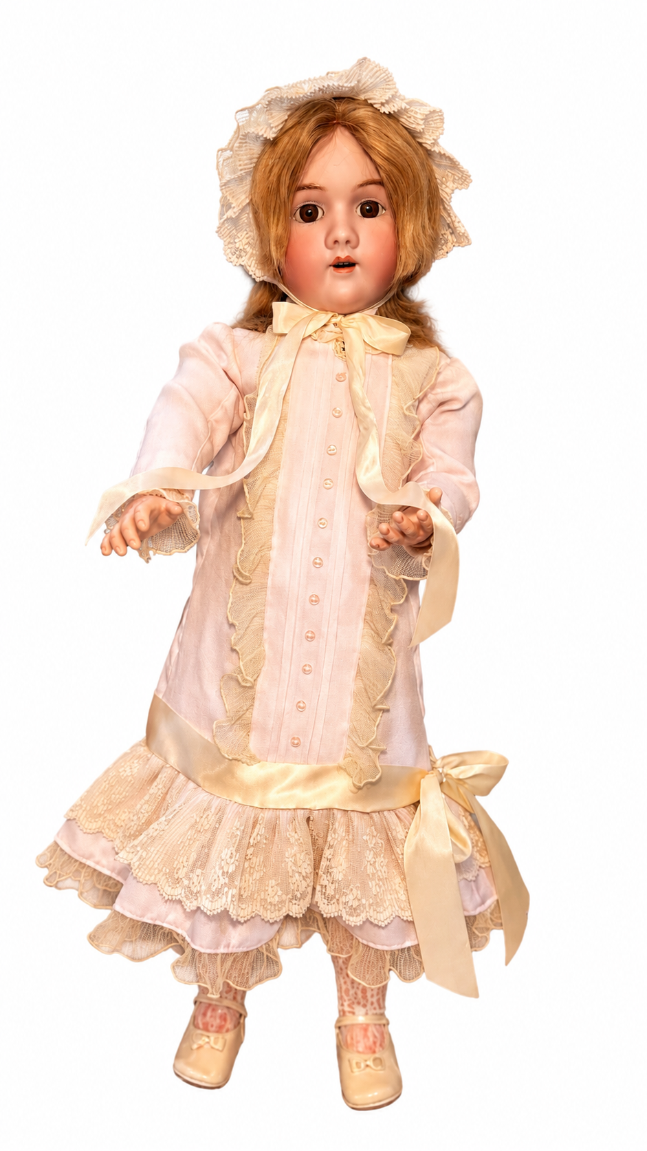 Antique Heinrich Handwerck 109 German Bisque Doll 30” Brown Glass Eyes — vintage bisque doll