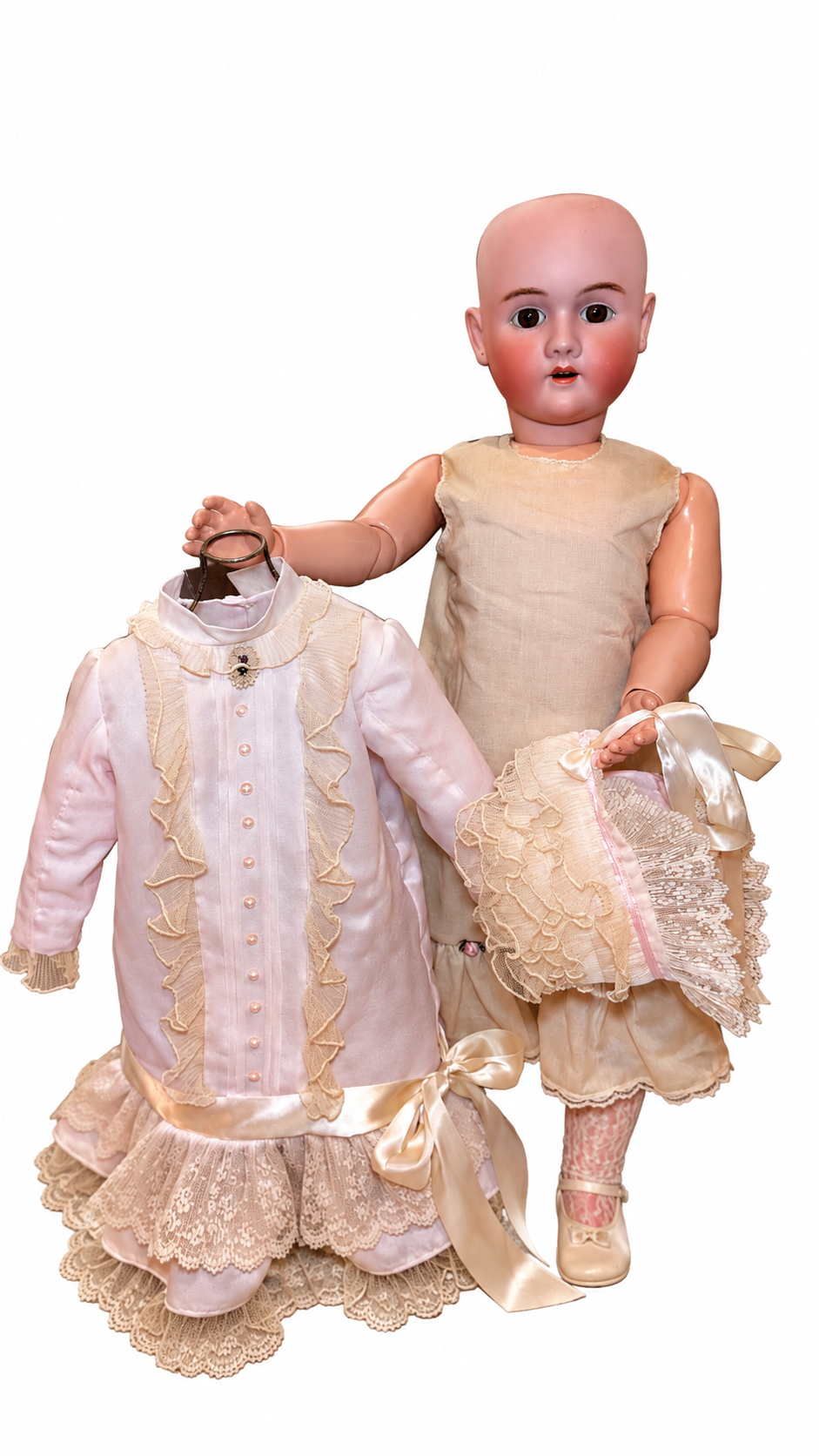 Antique Heinrich Handwerck 109 German Bisque Doll 30” Brown Glass Eyes — antique collectible doll