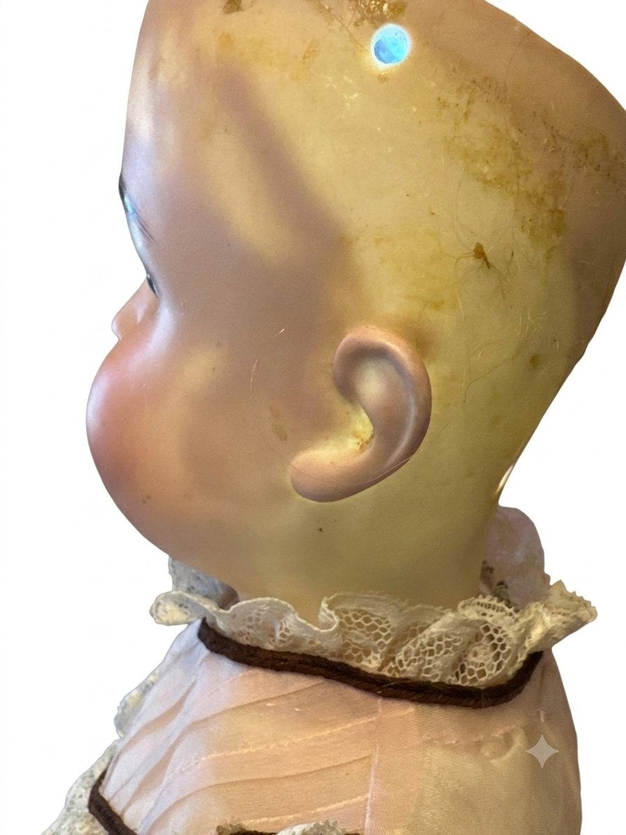 Antique Heinrich Handwerck Bisque Head Doll, 22 Inches, Fixed Blue Glass Eyes, Germany, c. 1895–1910