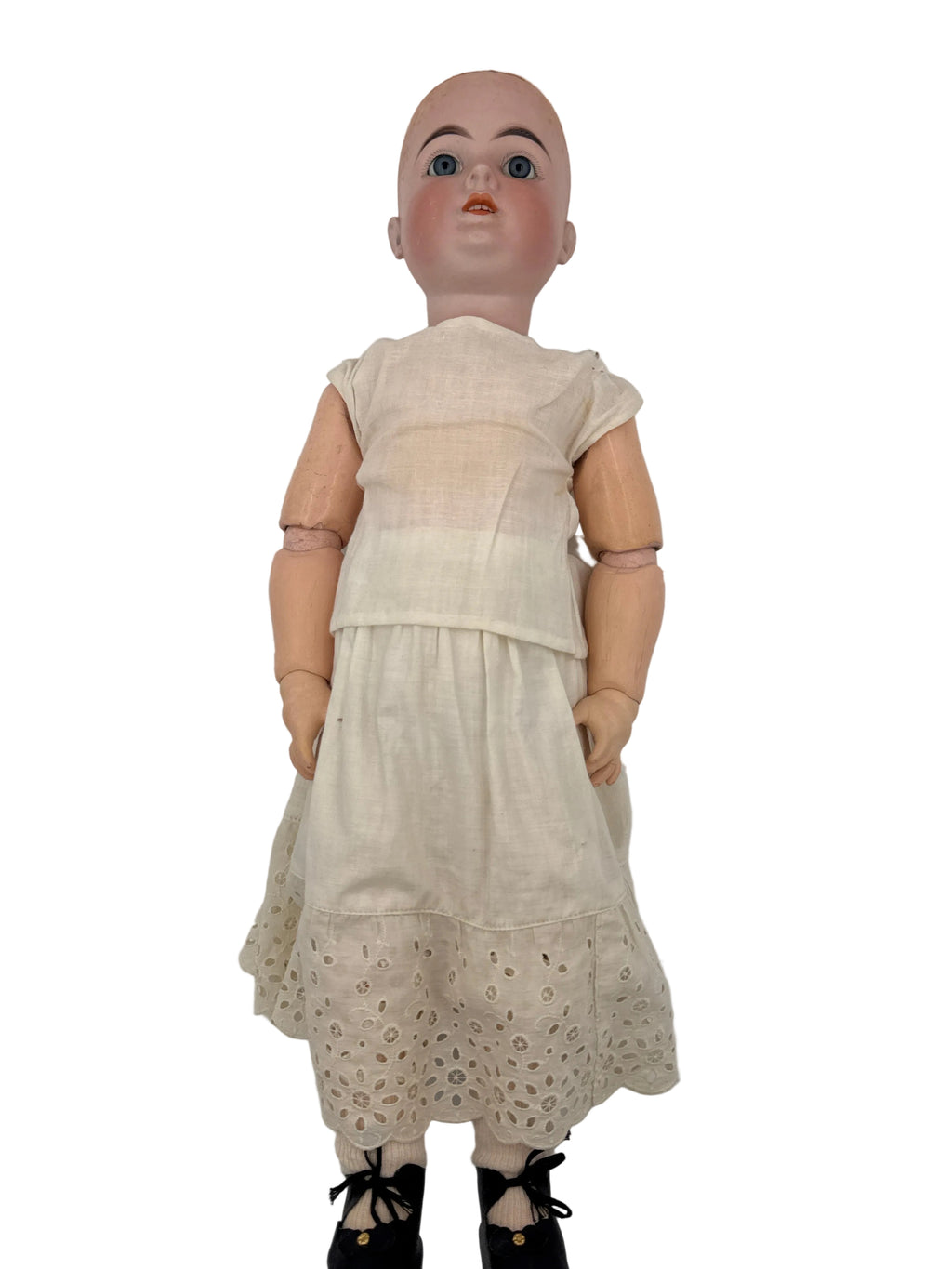 Antique Heinrich Handwerck Bisque Head Doll, 22 Inches, Fixed Blue Glass Eyes, Germany, c. 1895–1910