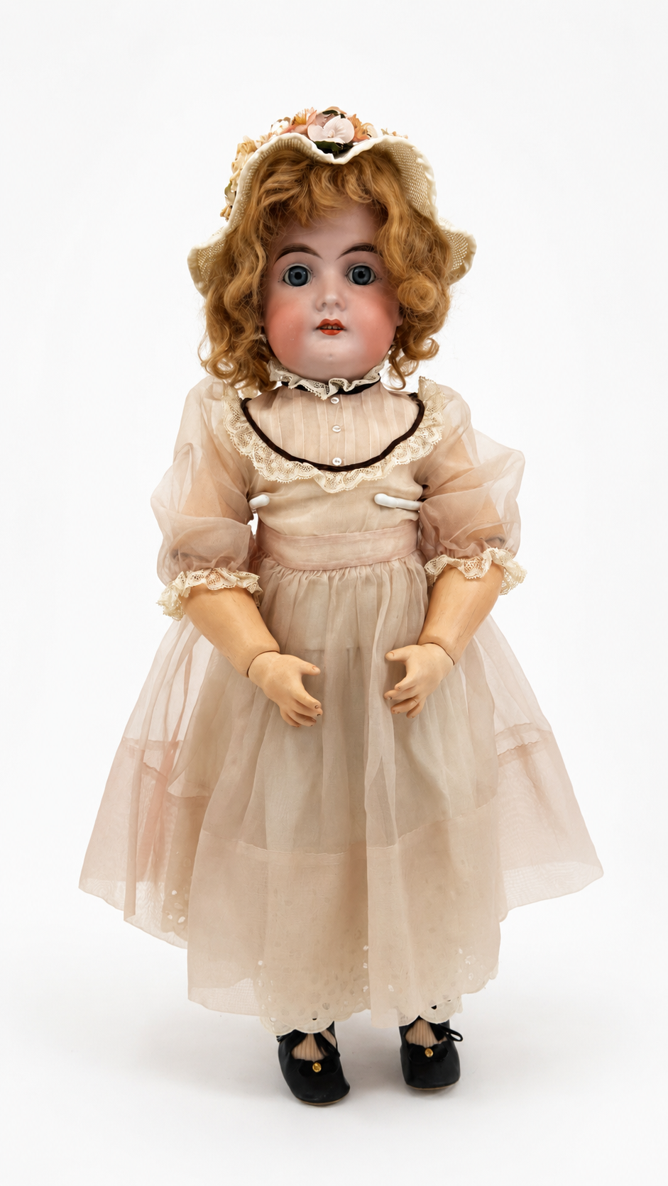 Antique Heinrich Handwerck Bisque Head Doll, 22 Inches, Fixed Blue Glass Eyes, Germany, c. 1895–1910
