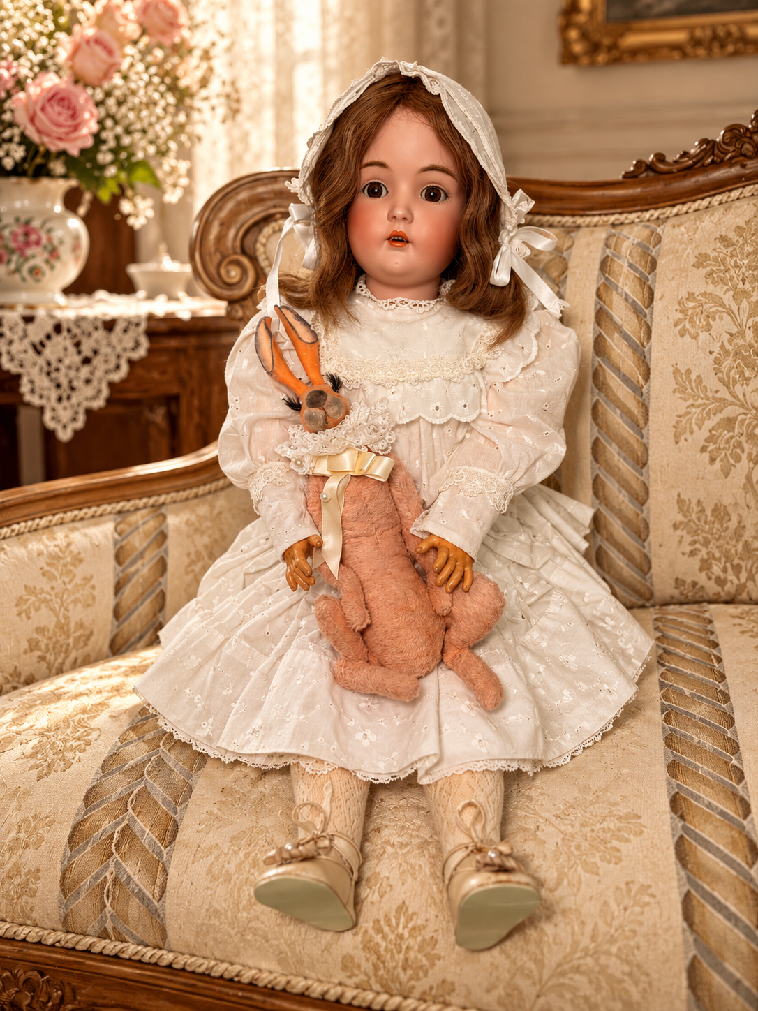 Antique Kestner 171 German Bisque Doll 29” Brown Sleep Eyes c.1880s — antique collectible doll